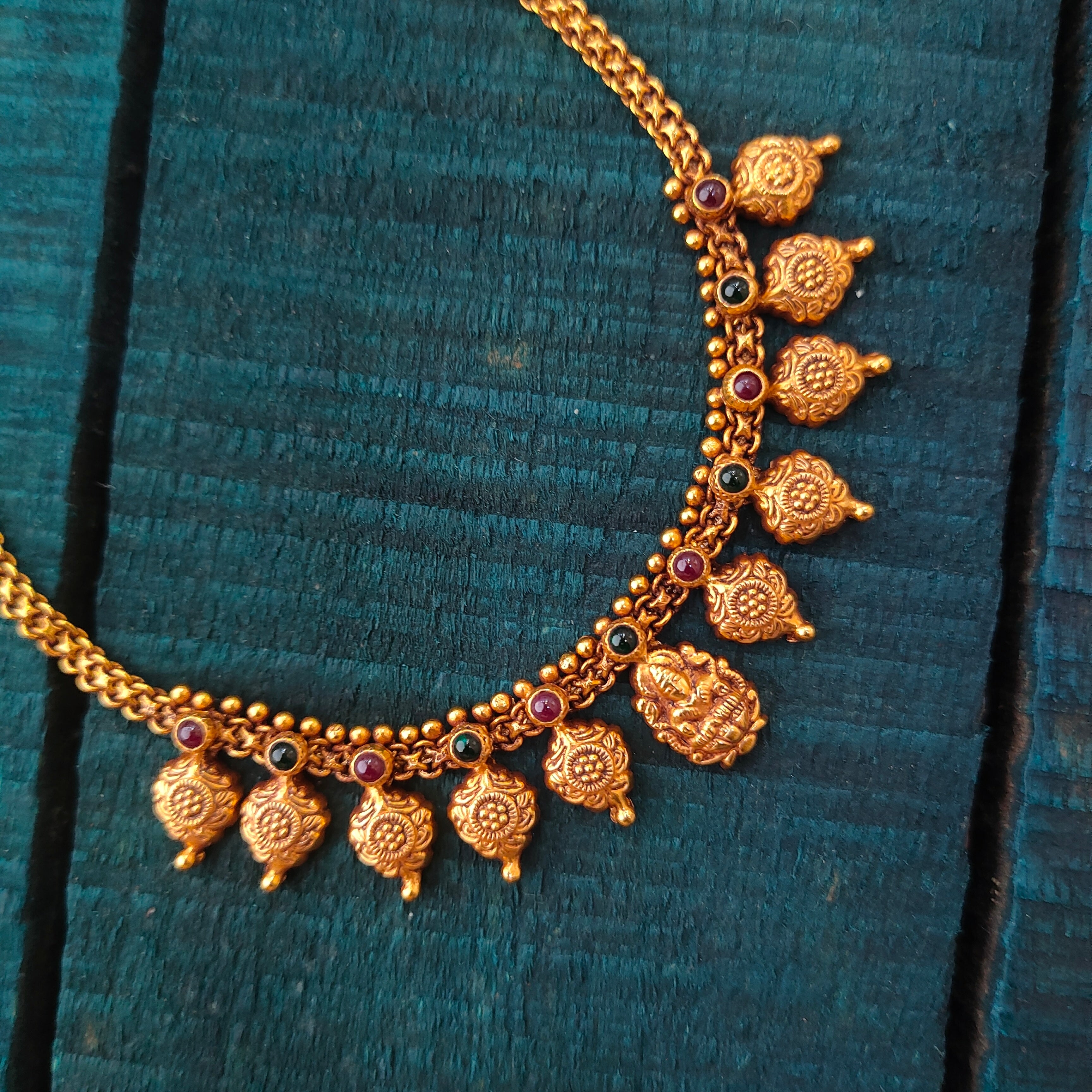 925 Silver Gold Plated Lakshmi Necklace -1449