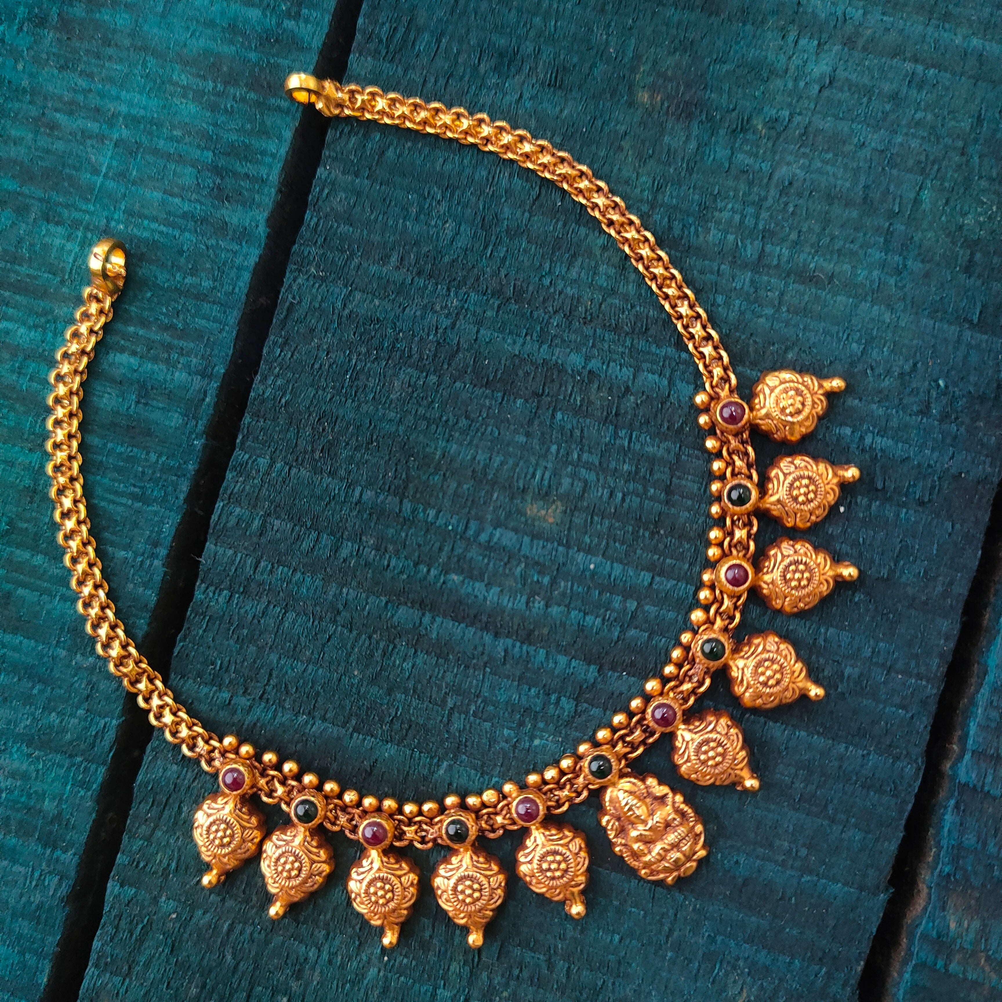 925 Silver Gold Plated Lakshmi Necklace -1449