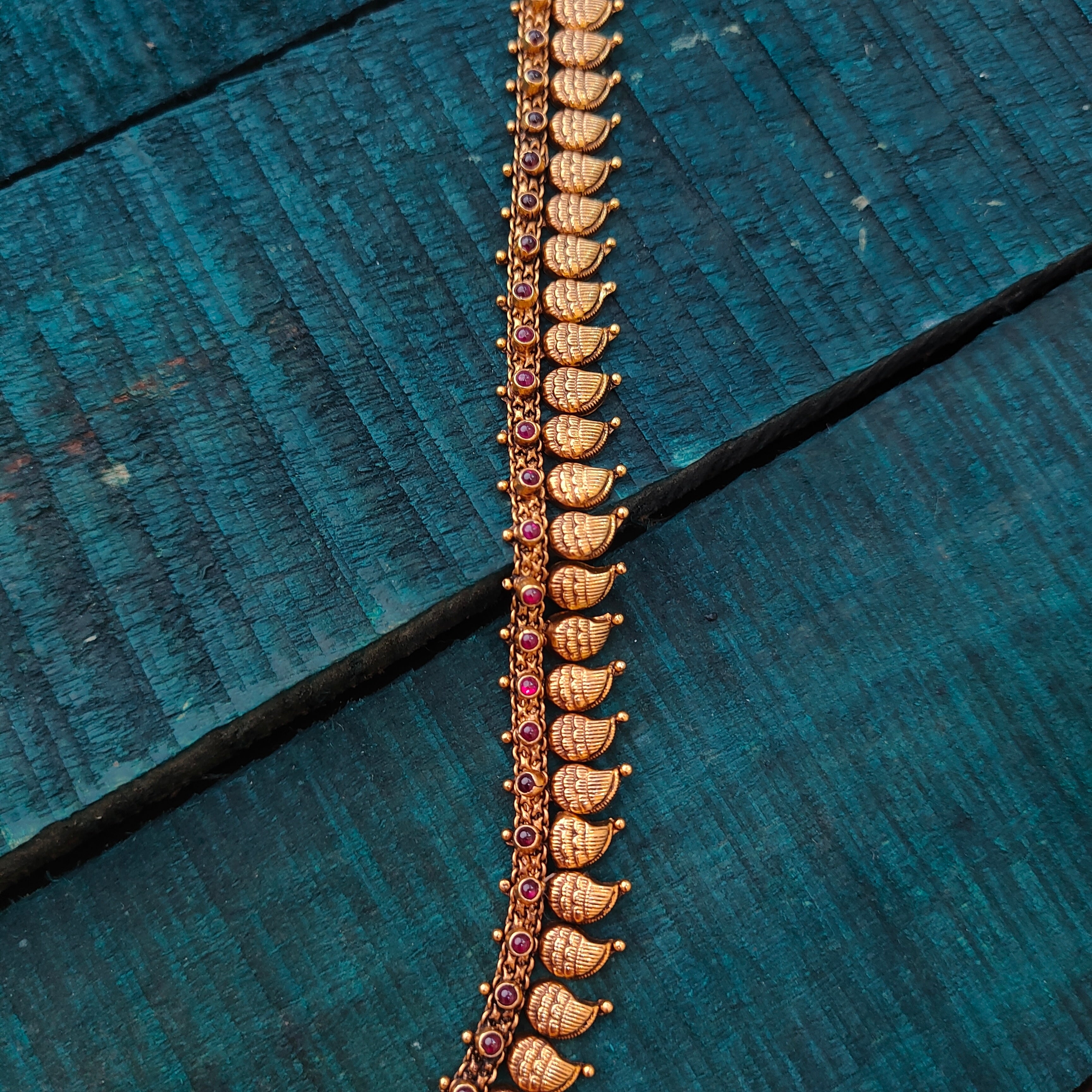 925 Silver Gold Plated Leaf Haram -4114