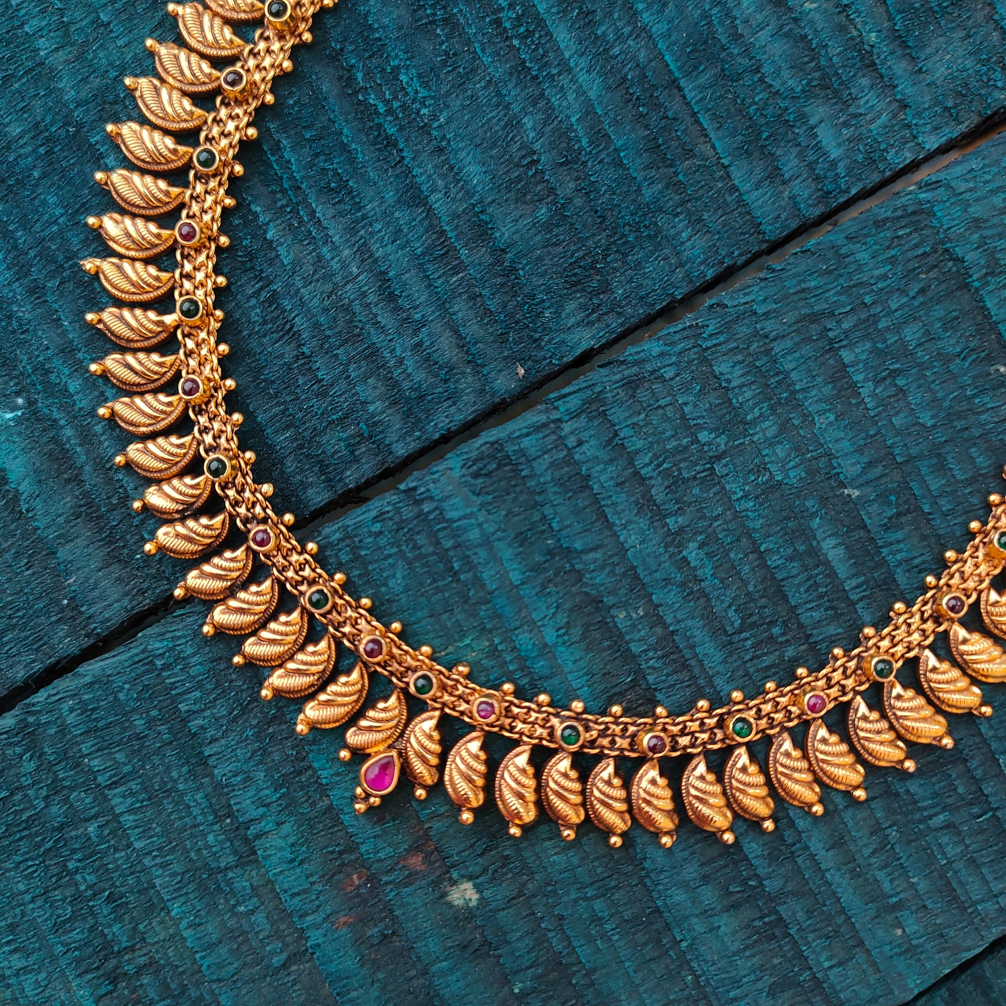 925 Silver Gold Plated Leaf Necklace-4120