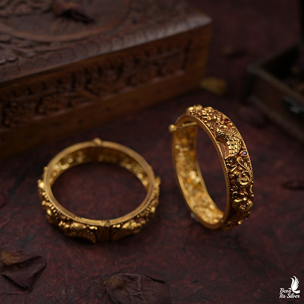 925 Gold Plated Nakshi Bangle-5758