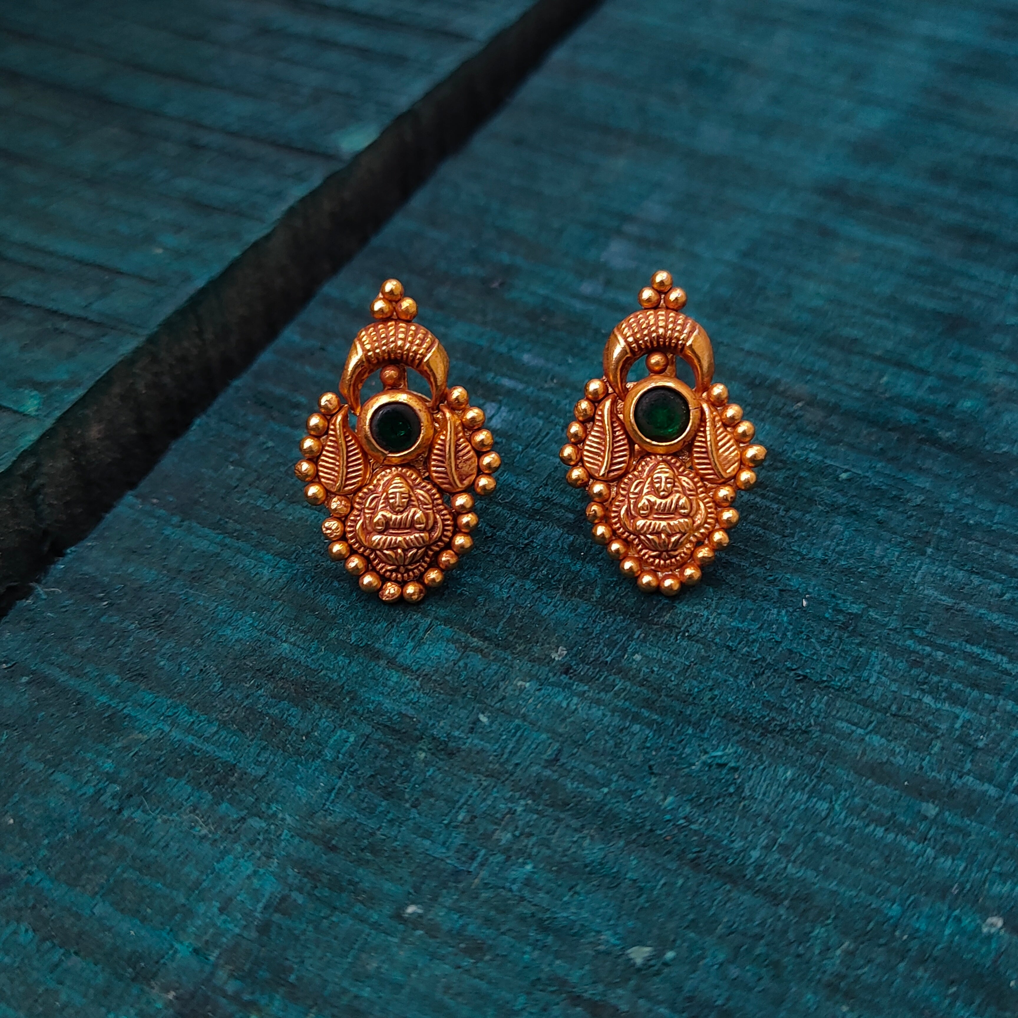 925 Silver Gold Plated Nakshi Earstud -1401