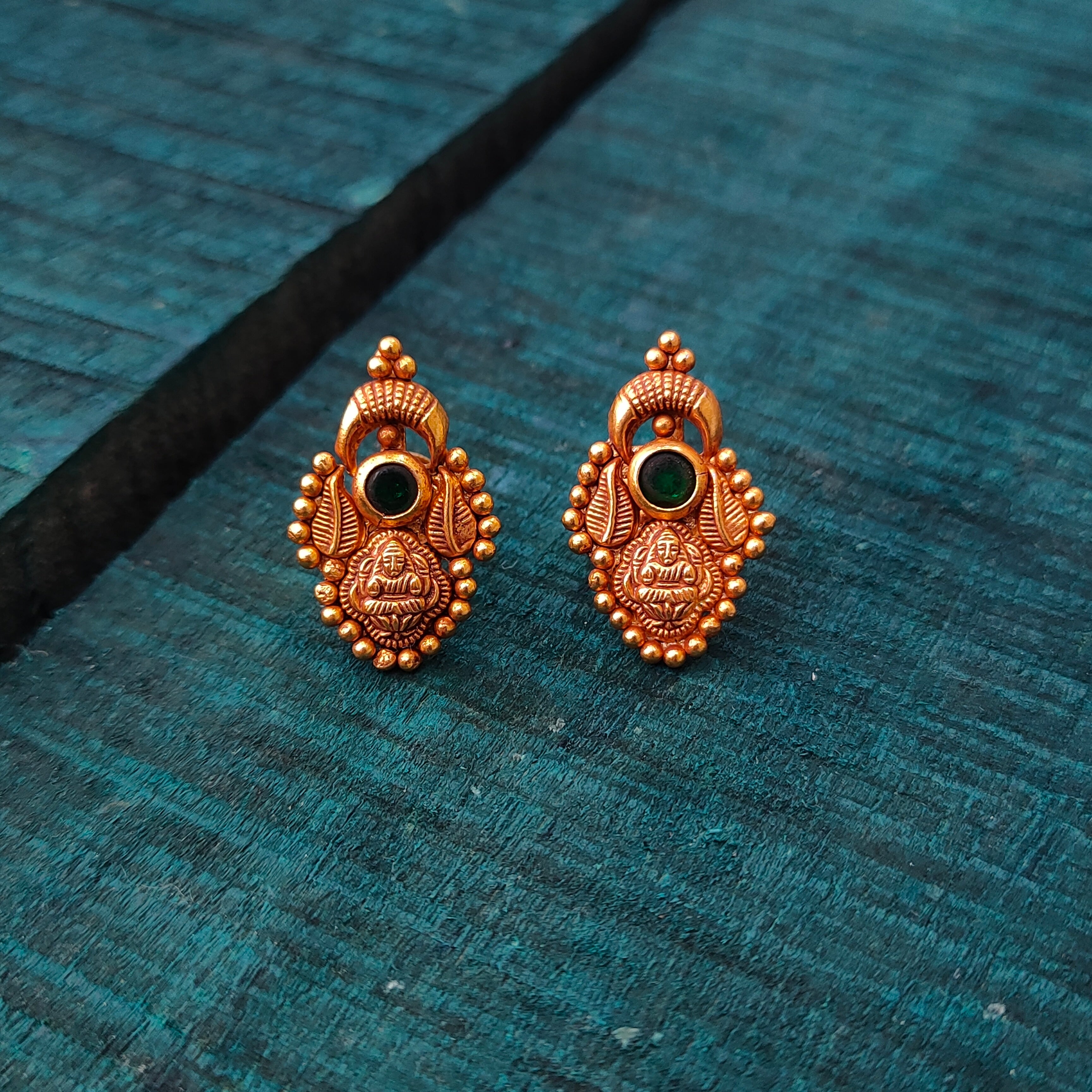 925 Silver Gold Plated Nakshi Earstud -1401