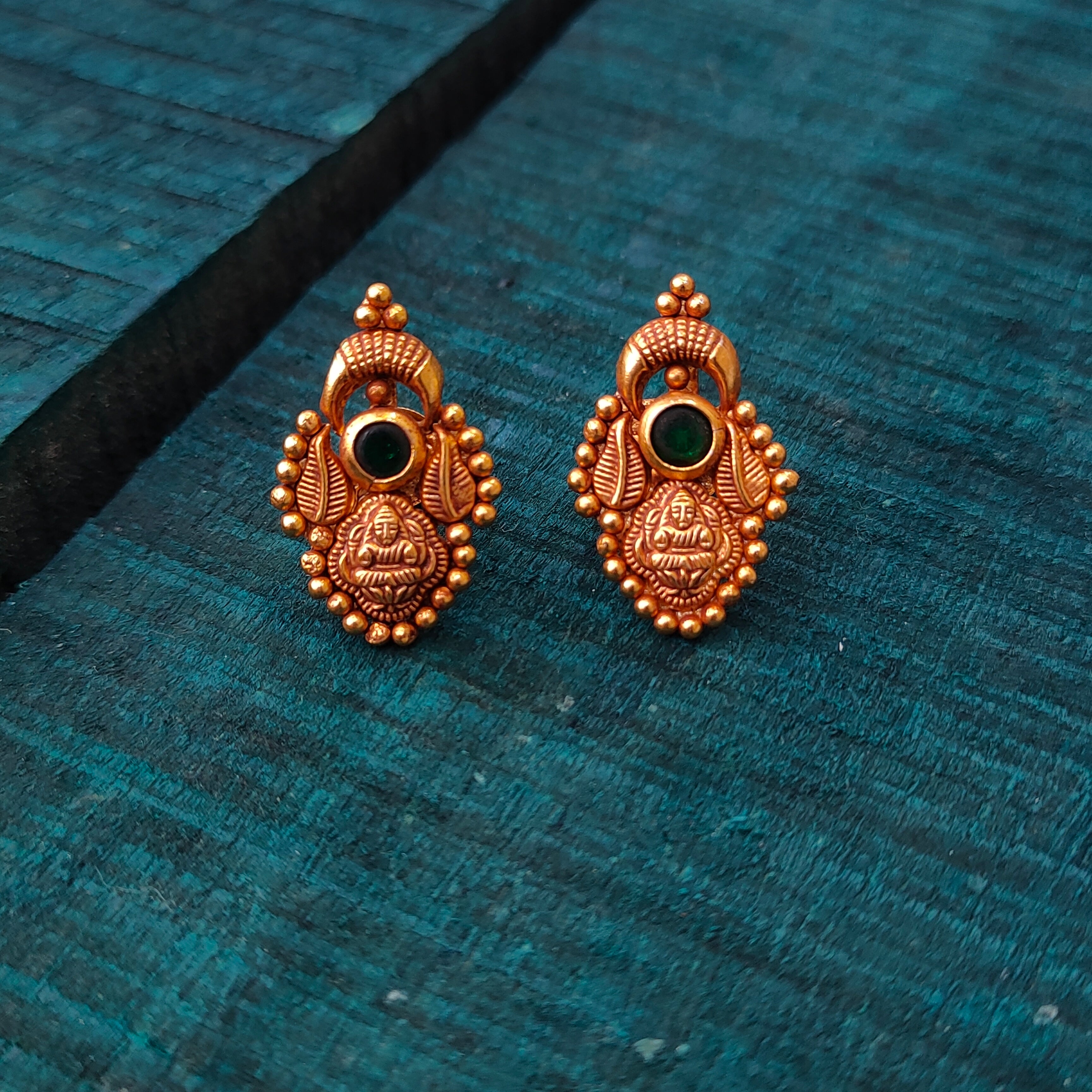 925 Silver Gold Plated Nakshi Earstud -1401