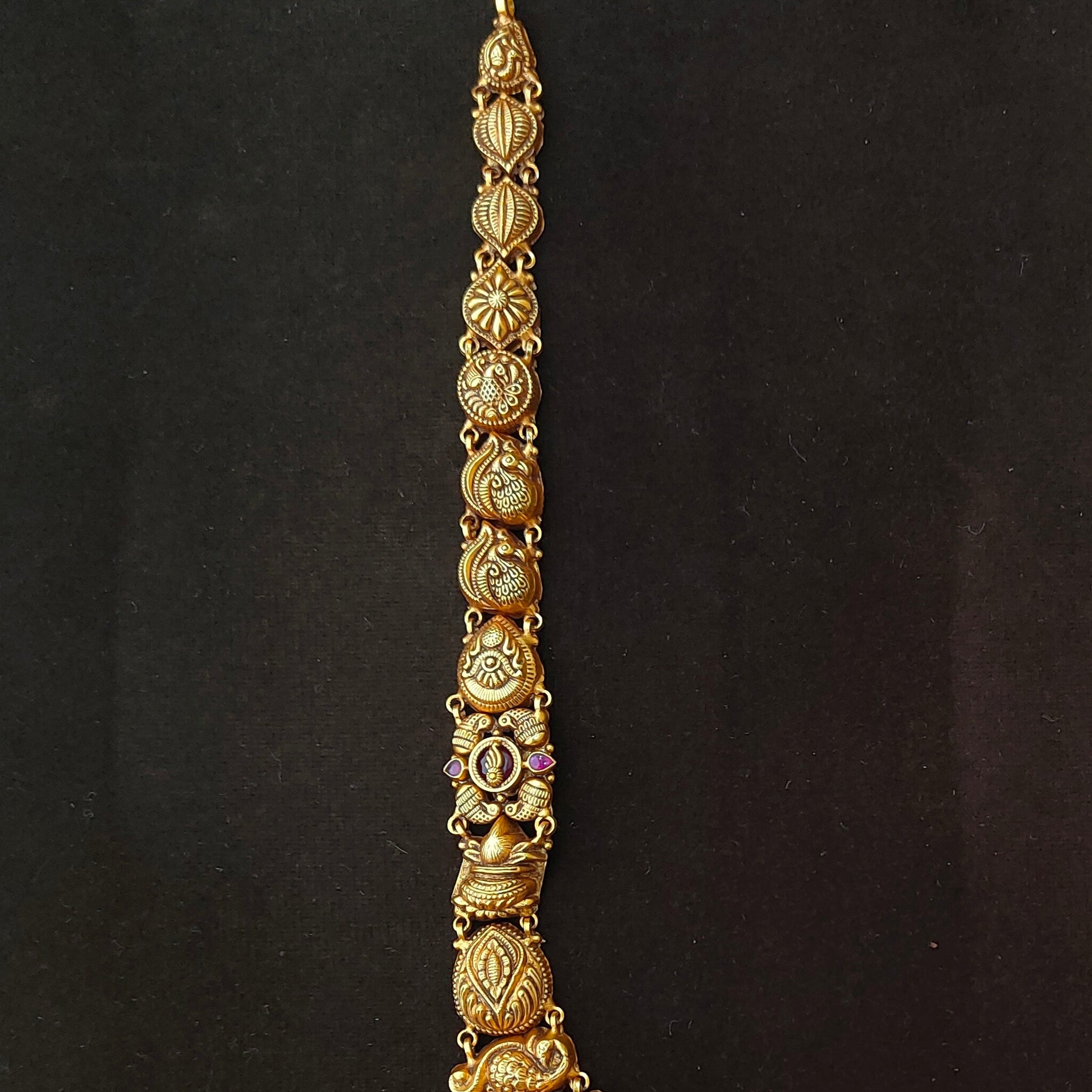 925 Silver Gold Plated Nakshi Haram-1389