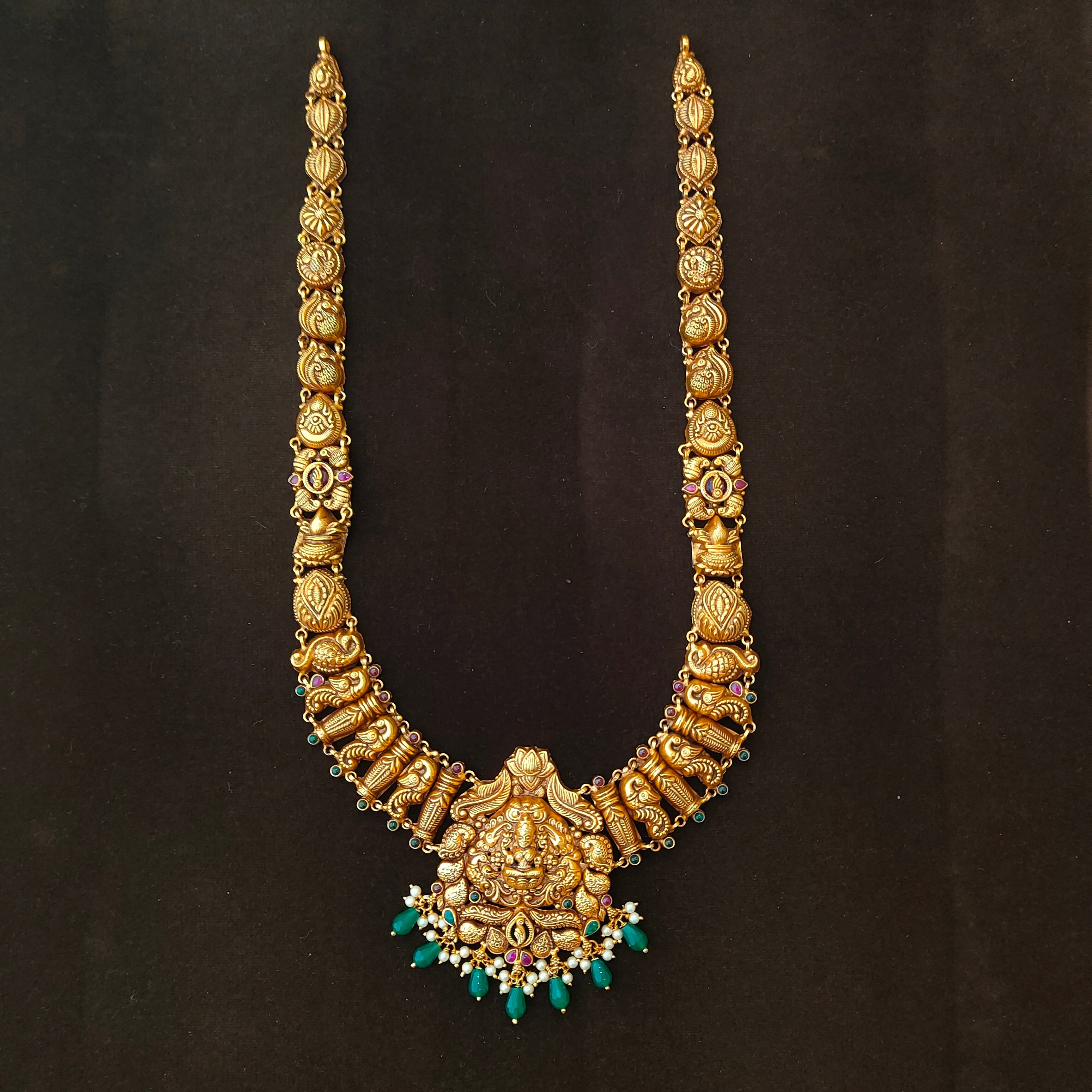 925 Silver Gold Plated Nakshi Haram-1389