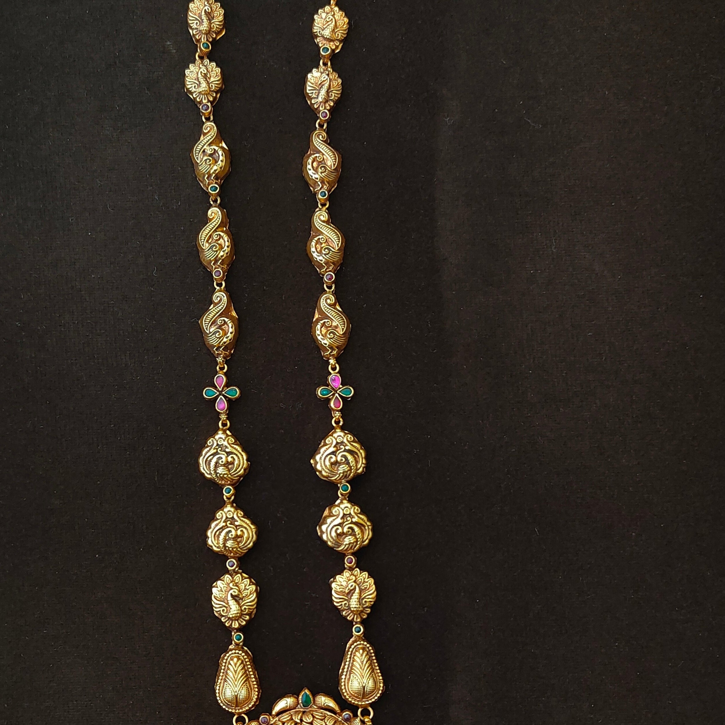 925 Silver Gold Plated Nakshi Haram-1392