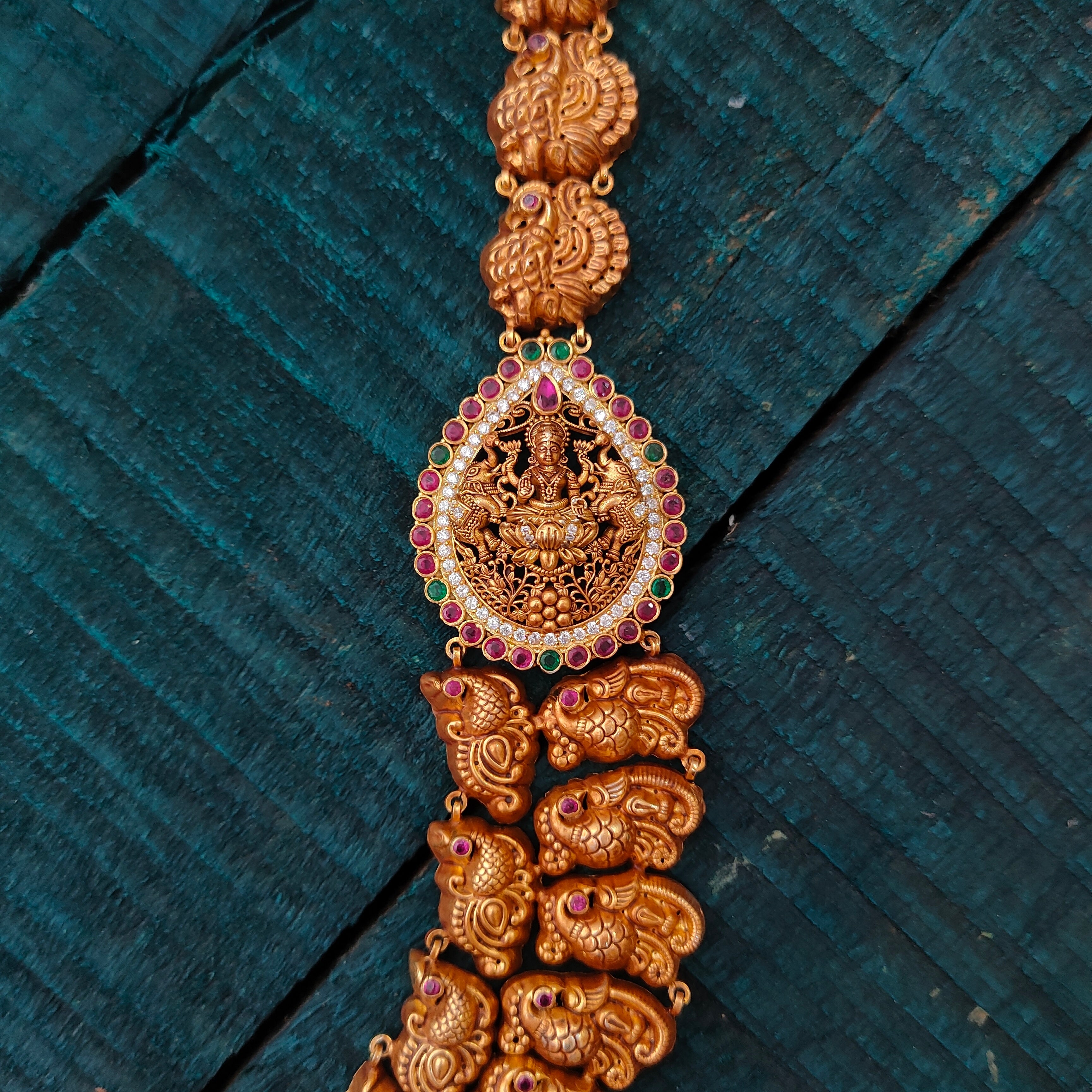 925 Silver Gold Plated Nakshi Haram -1426