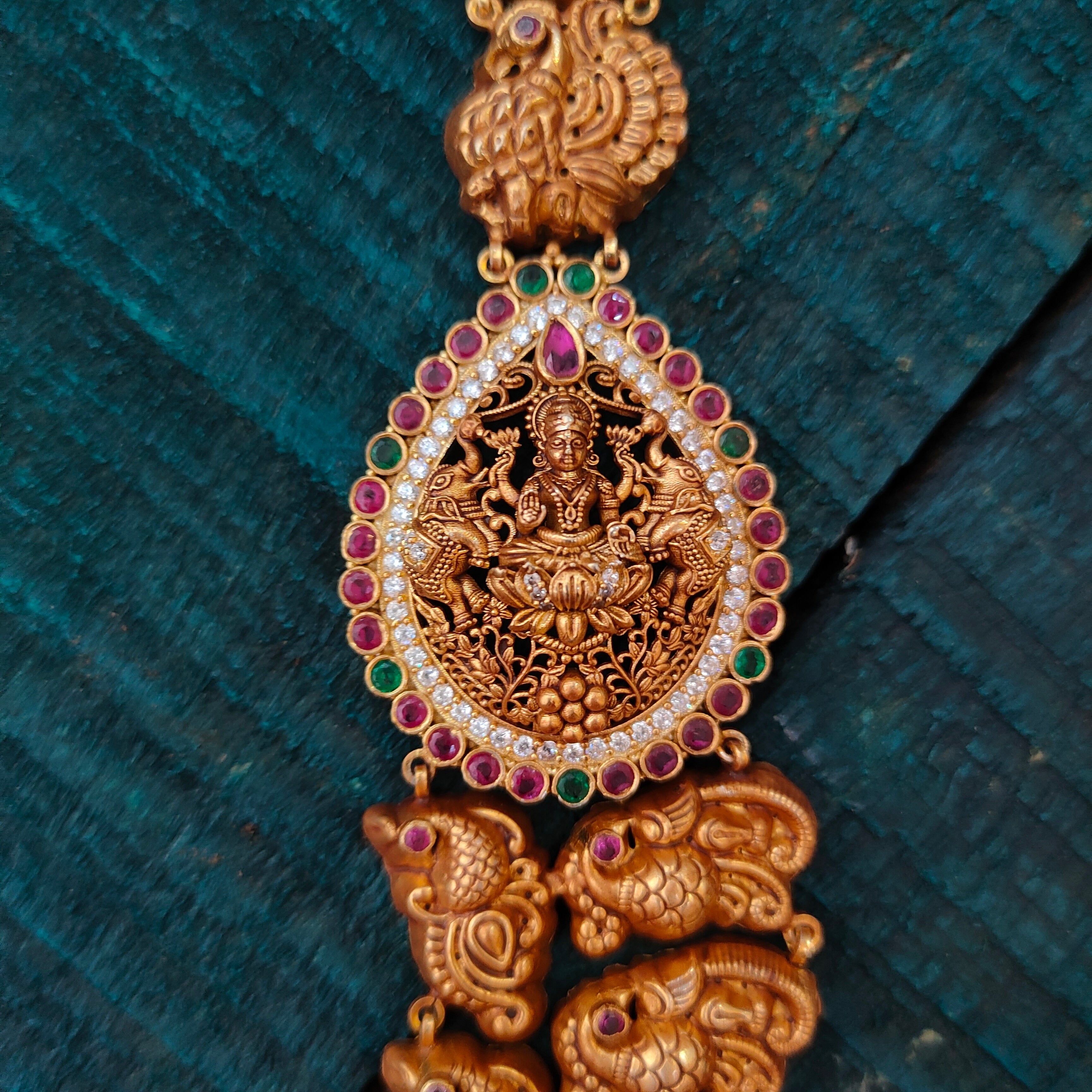 925 Silver Gold Plated Nakshi Haram -1426