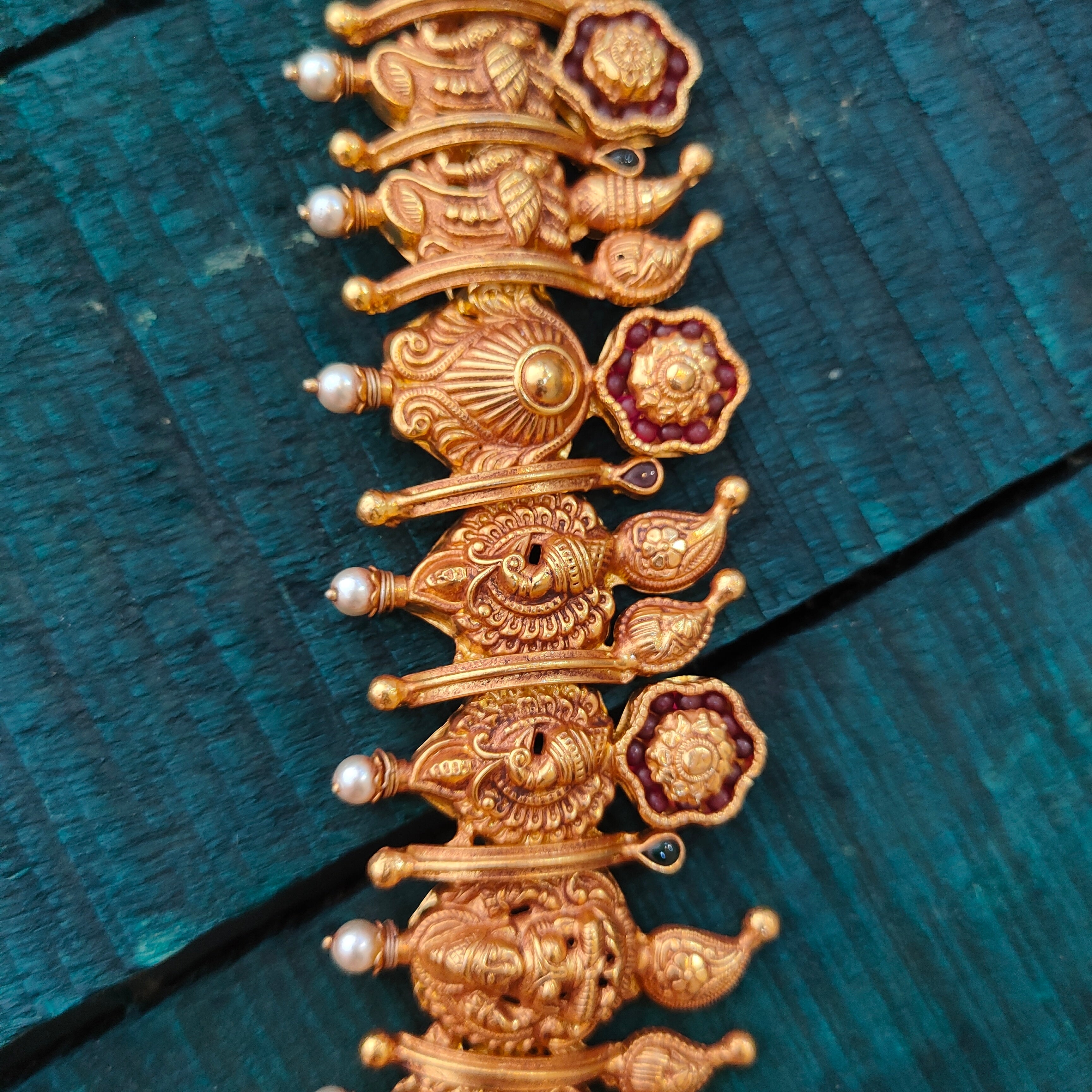 925 Silver Gold Plated Nakshi Haram -1427