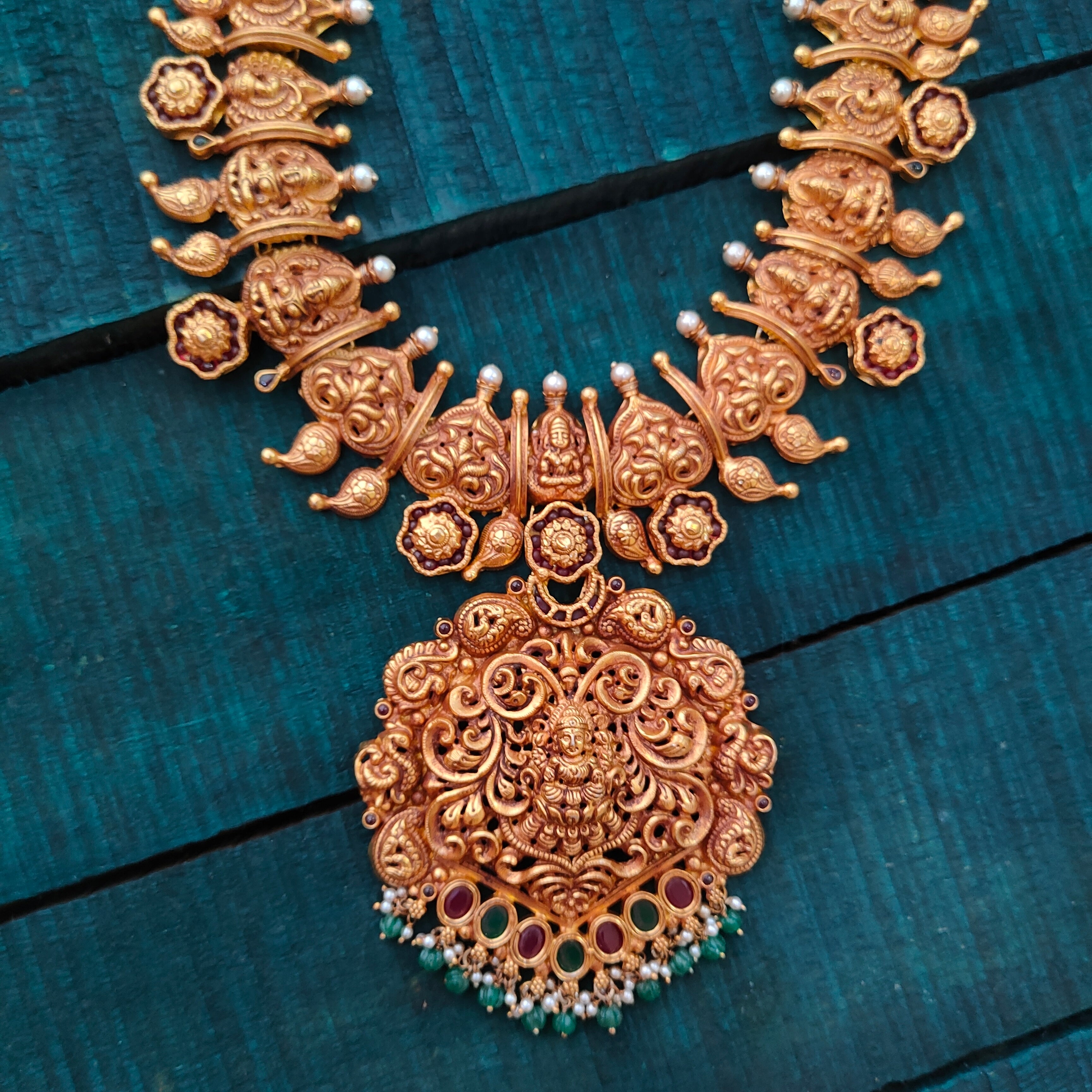 925 Silver Gold Plated Nakshi Haram -1427