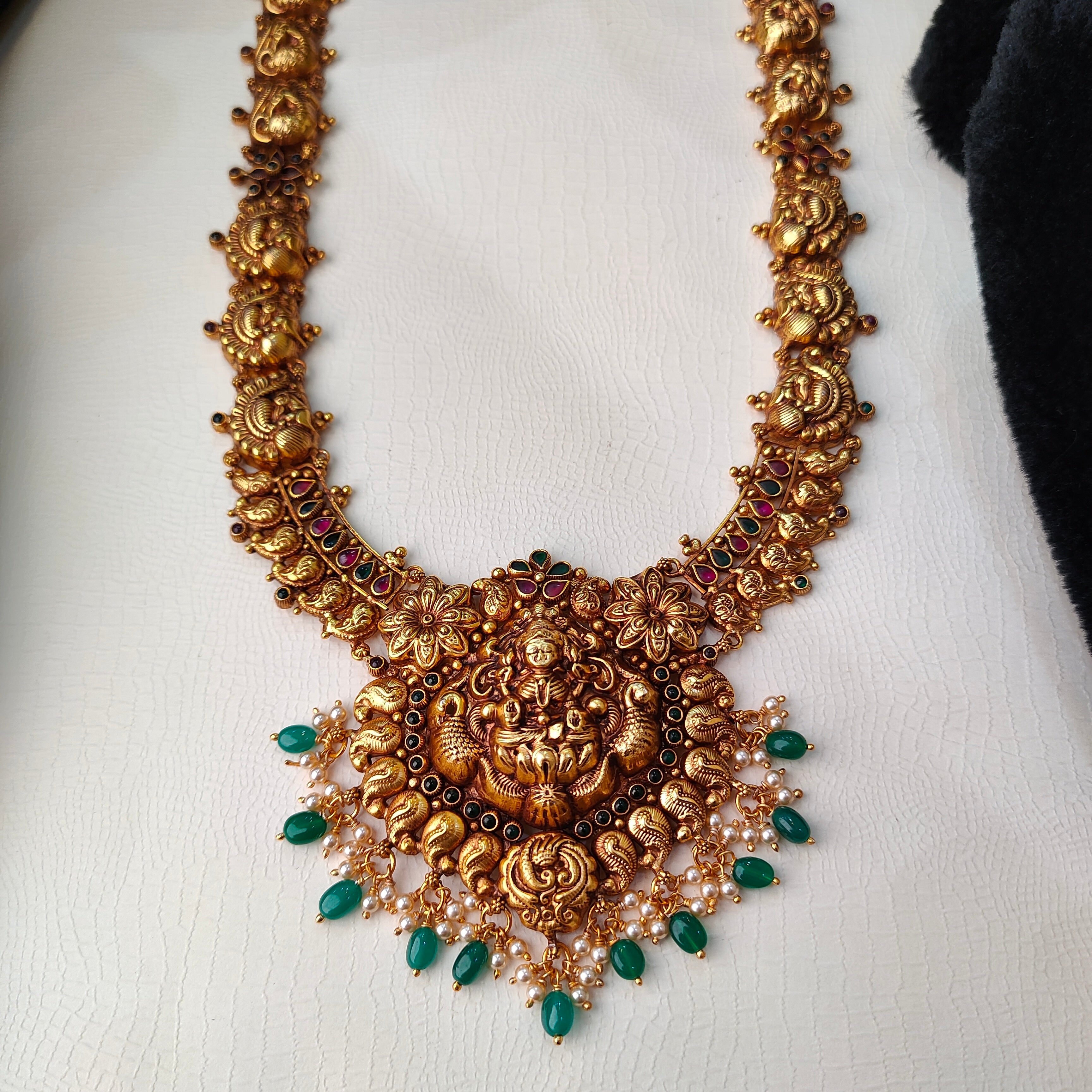 925 Silver Gold Plated Nakshi Haram -5610