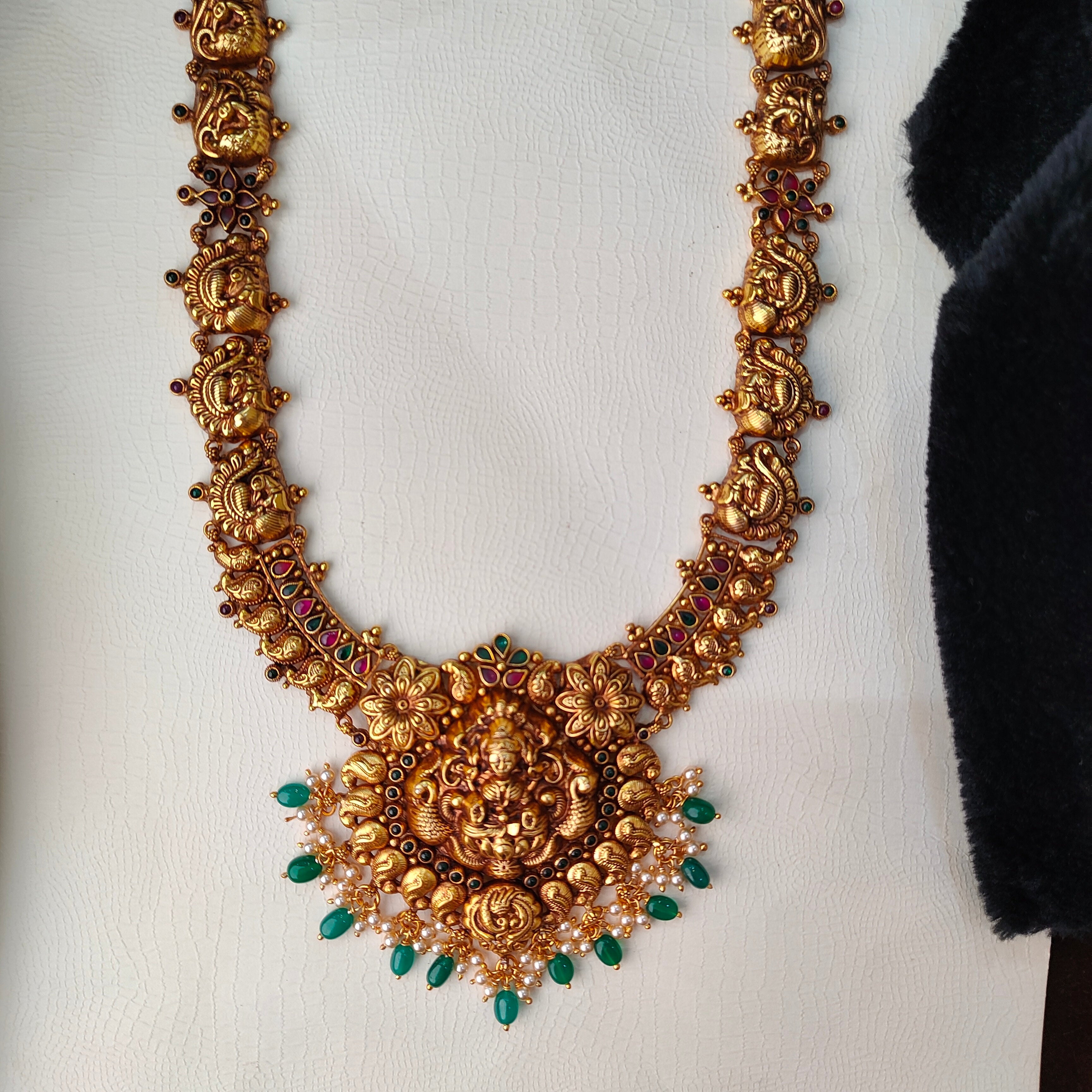 925 Silver Gold Plated Nakshi Haram -5610