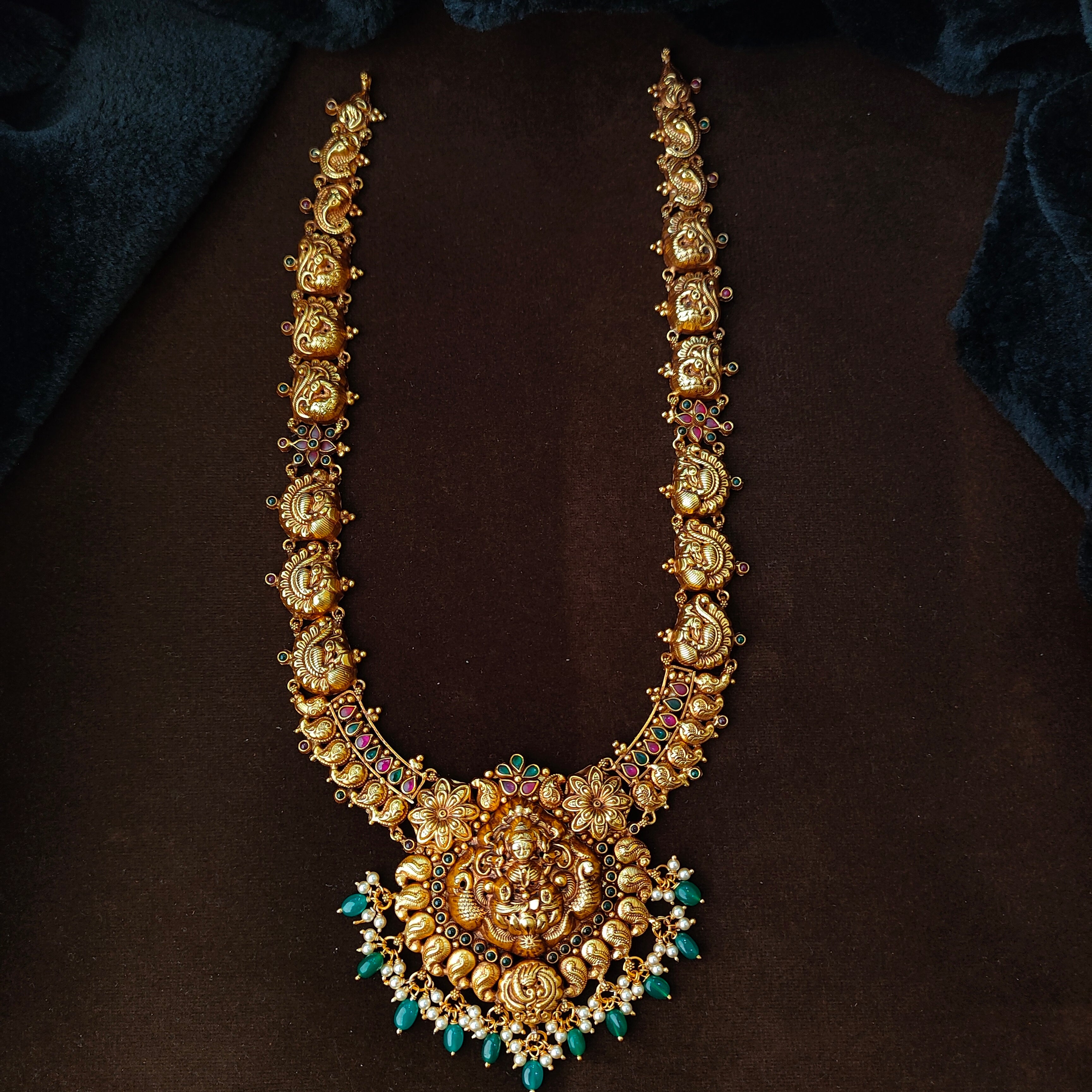 925 Silver Gold Plated Nakshi Haram -5610