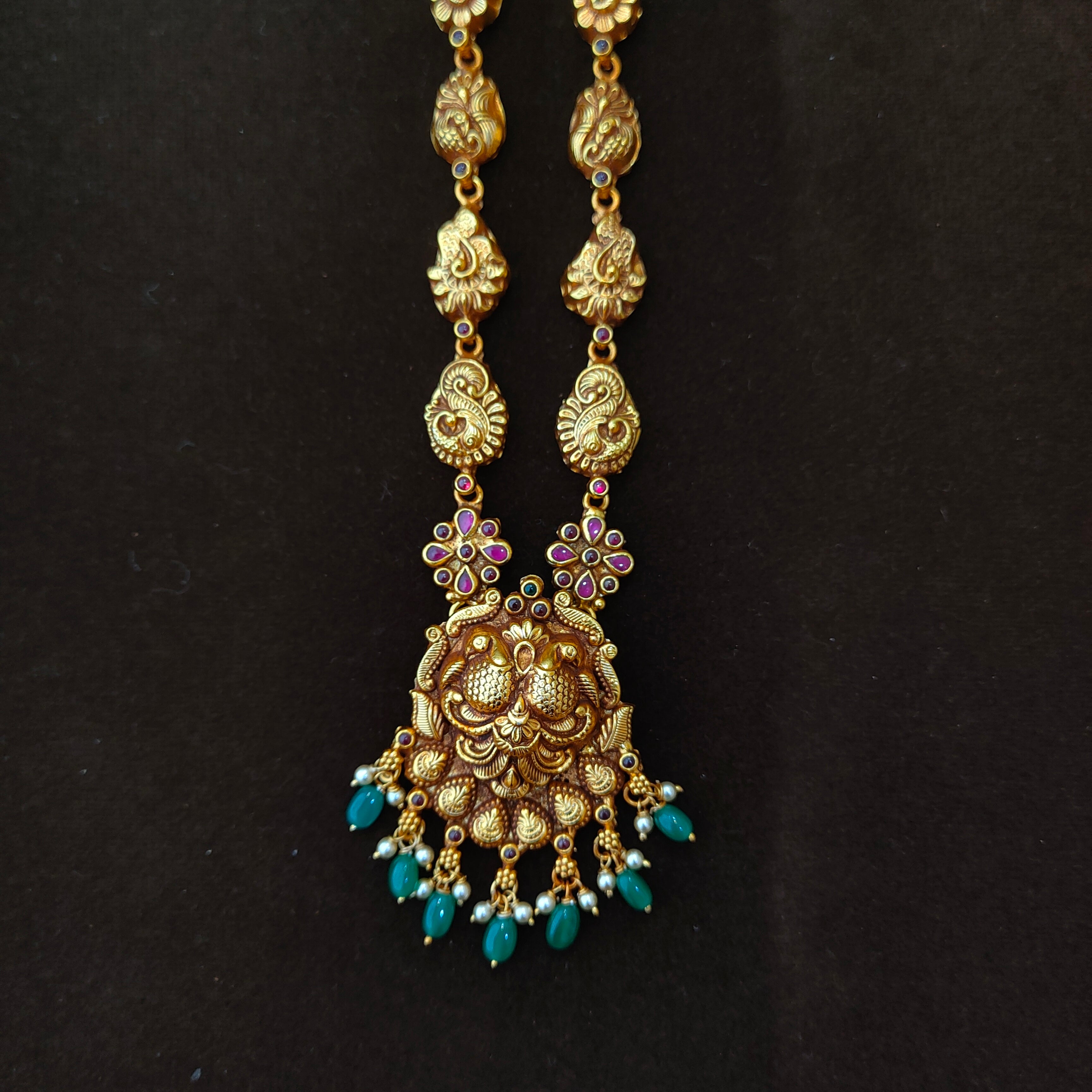 925 Silver Gold Plated Nakshi Neckpiece -1398