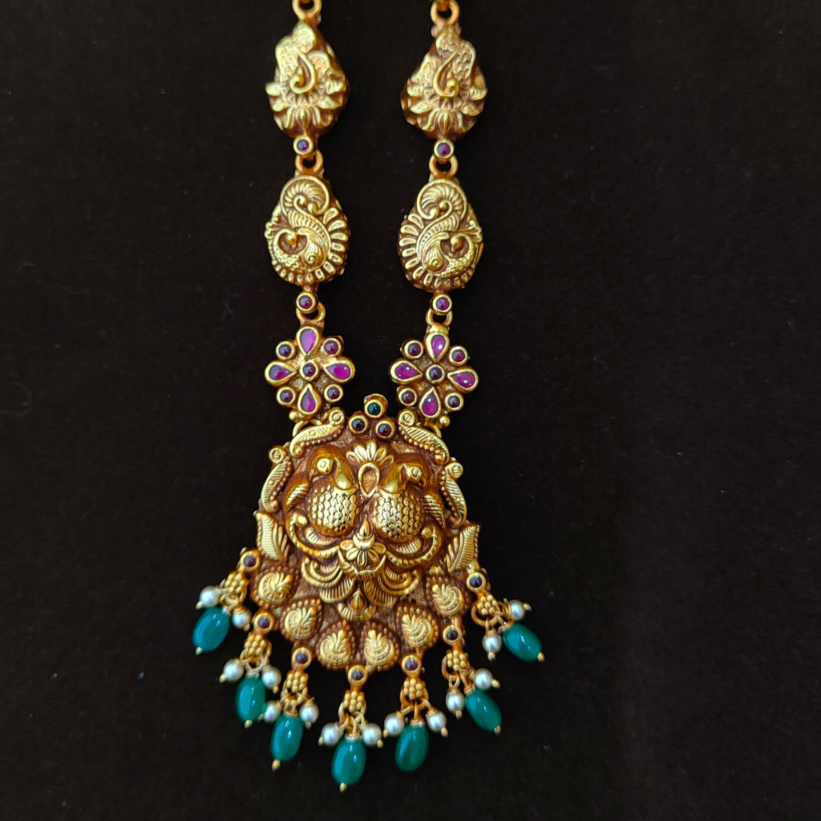 925 Silver Gold Plated Nakshi Neckpiece -1398