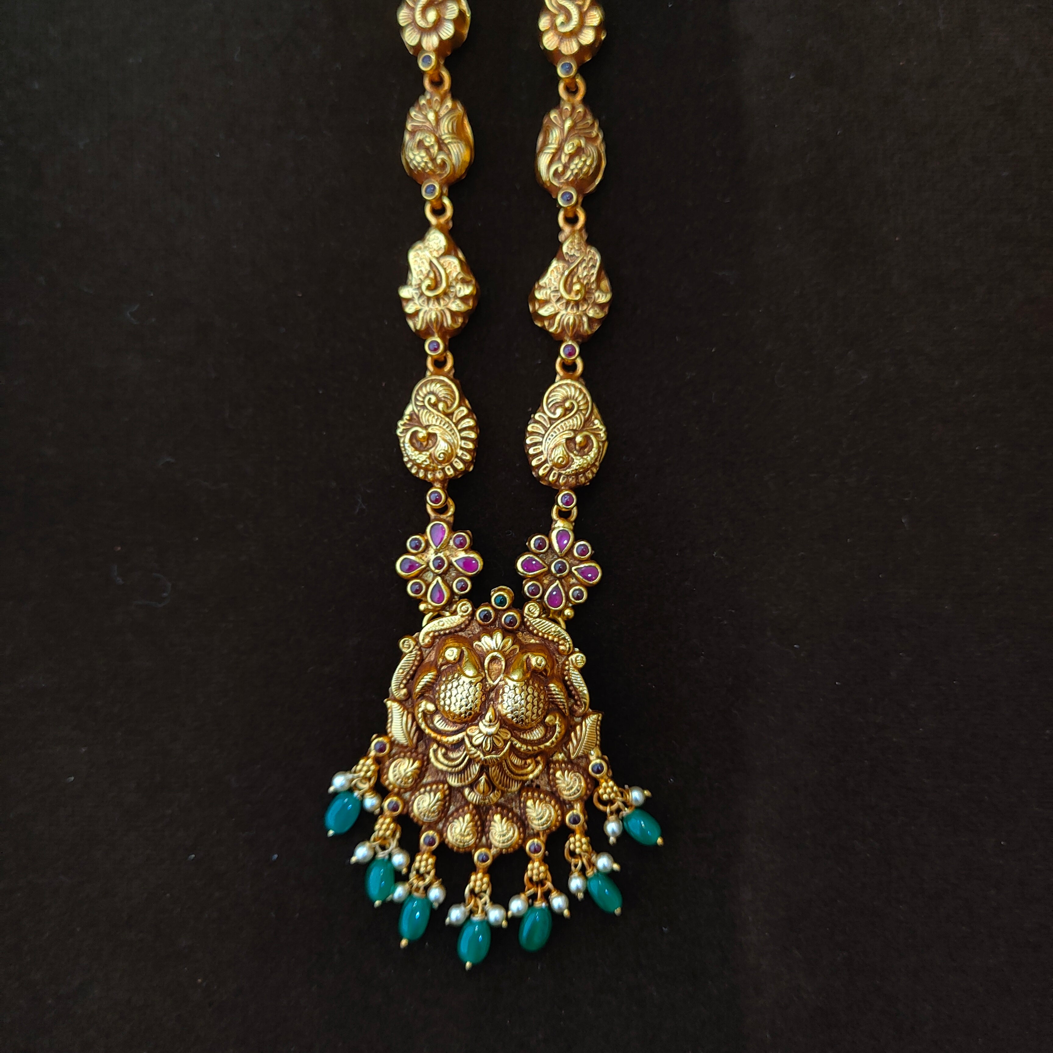 925 Silver Gold Plated Nakshi Neckpiece -1398