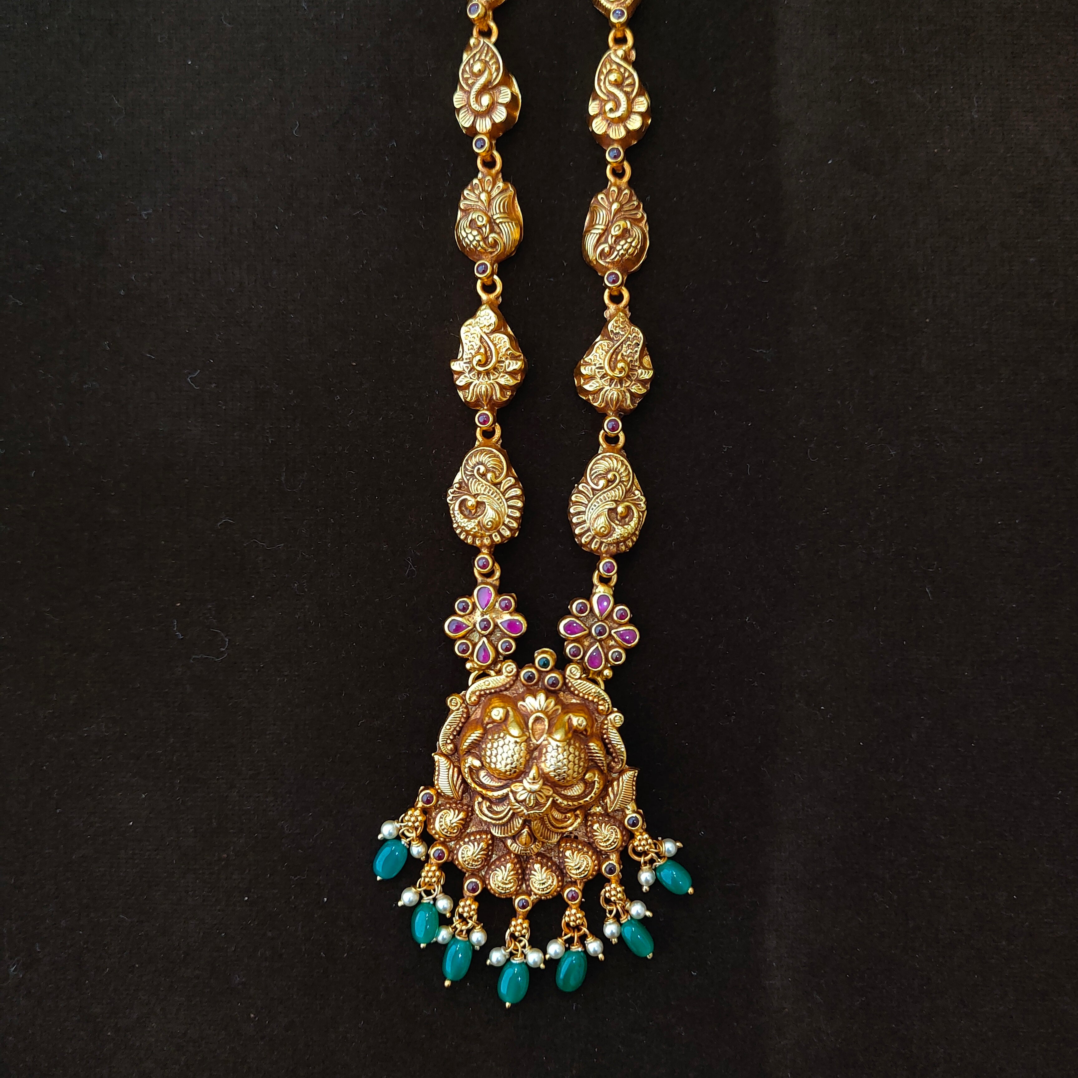 925 Silver Gold Plated Nakshi Neckpiece -1398