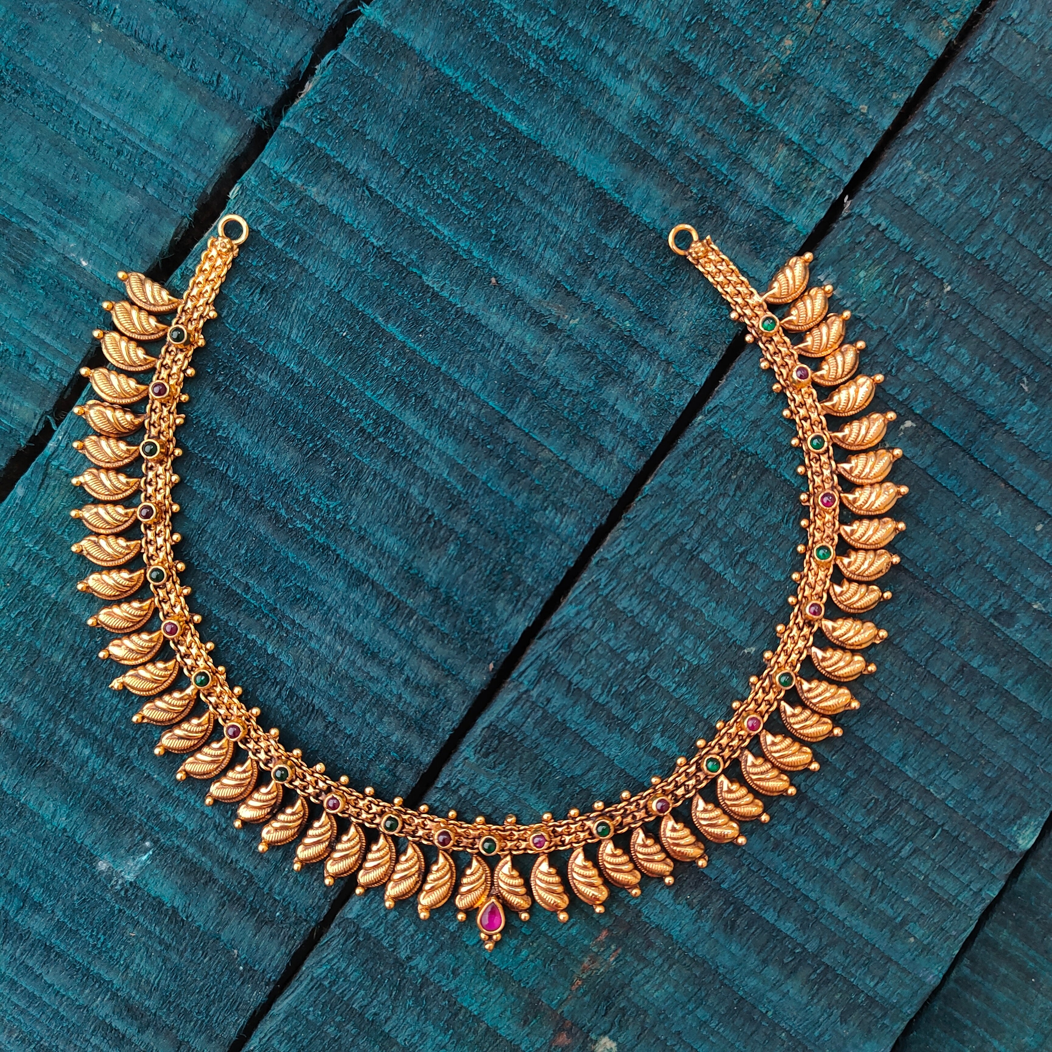 925 Silver Gold Plated Leaf Necklace-4120