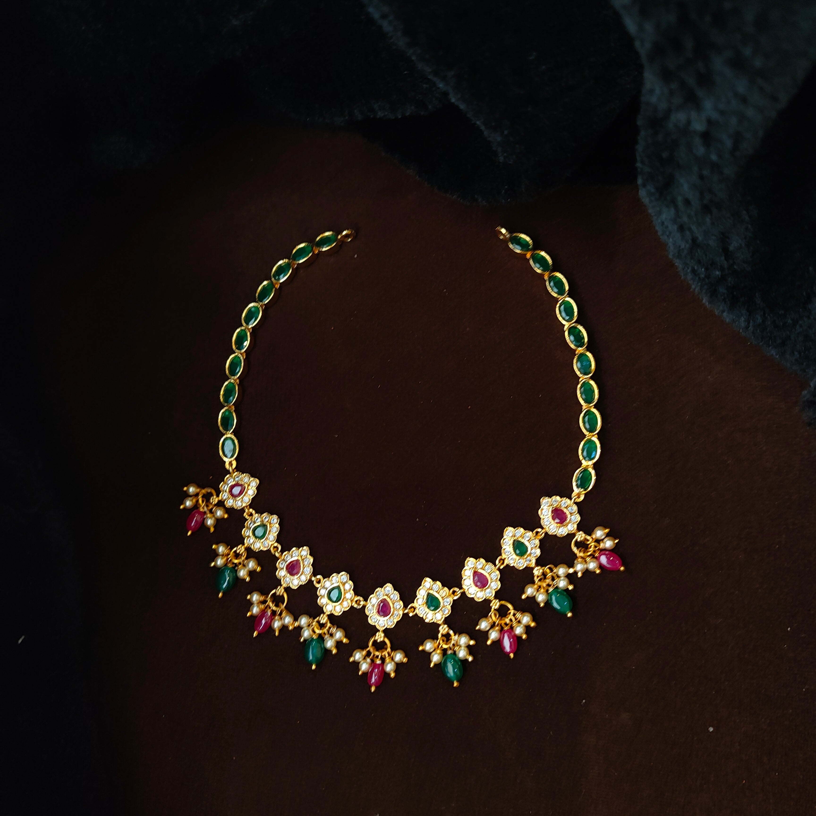 925 Silver Gold Plated Necklace Set-5597