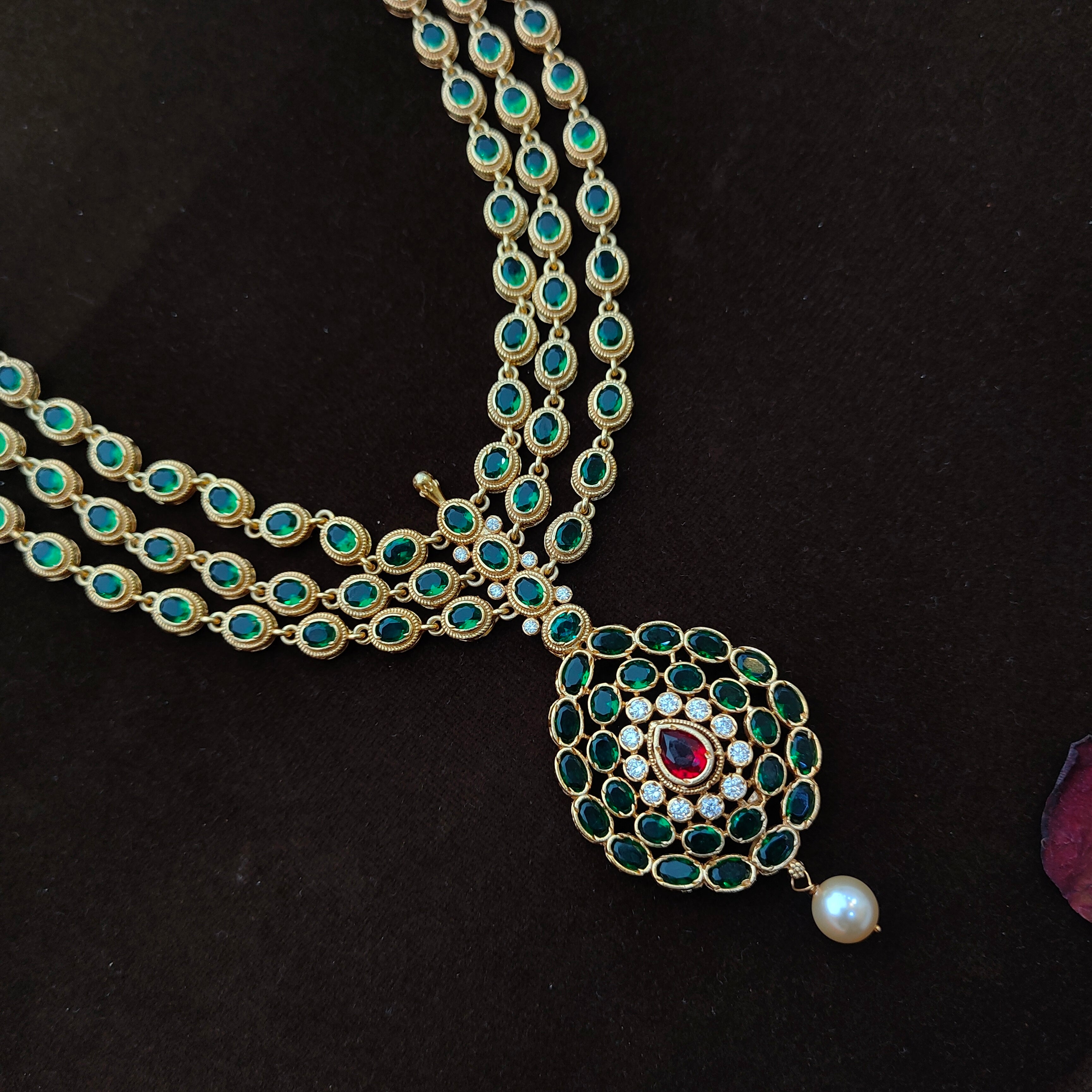 925 Silver Gold Plated Long Necklace set-1461