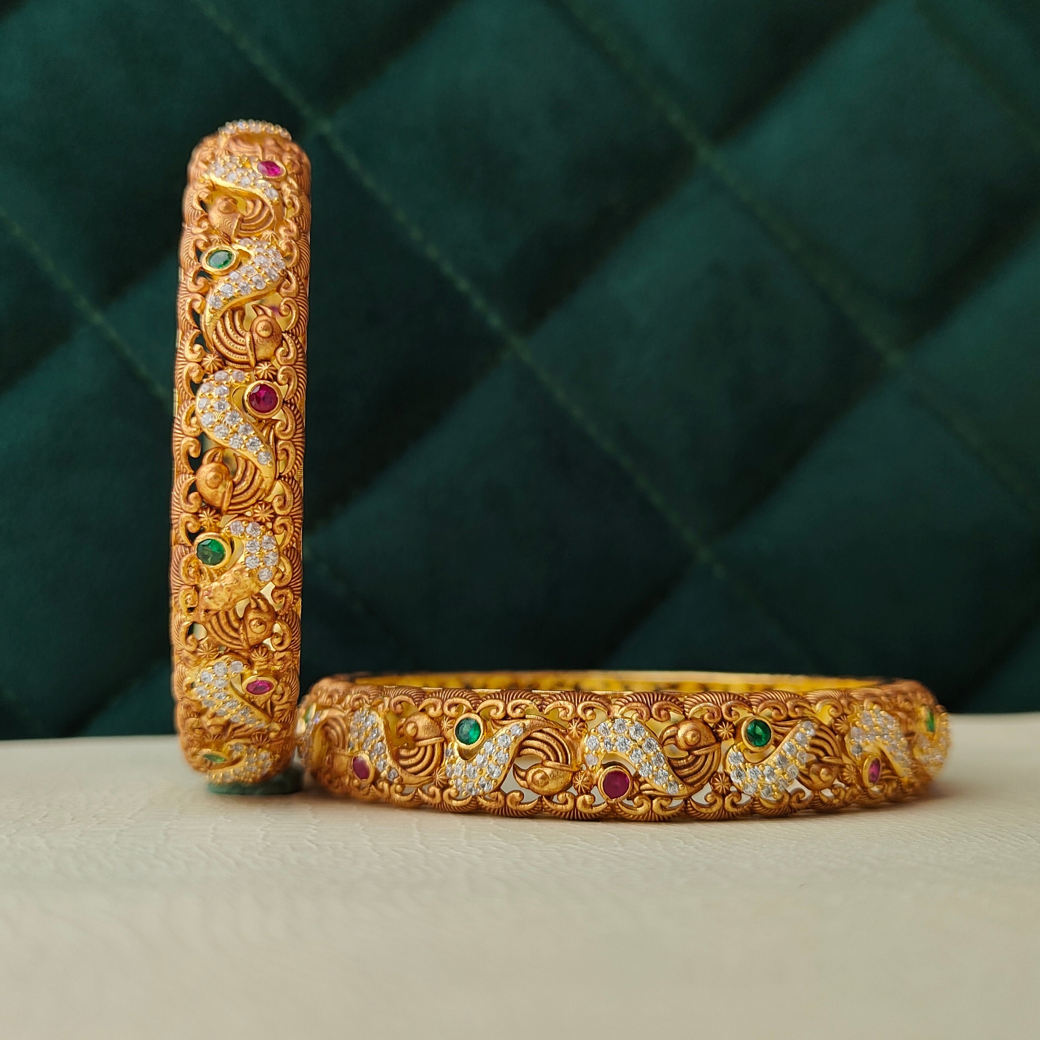 925 Silver Peacock Bangle-1371 - Size 2.6