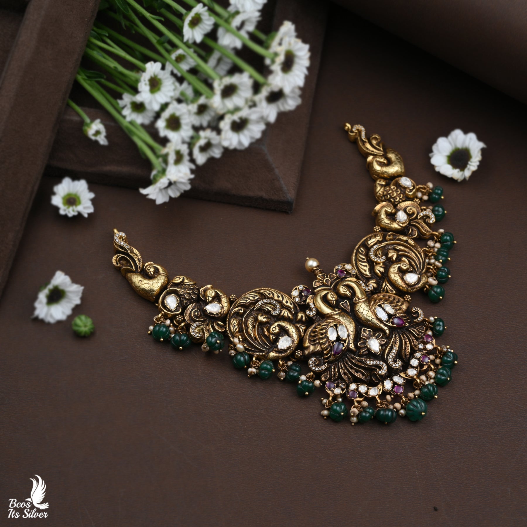 Gold Plated Polki Nakash Necklace - 3818