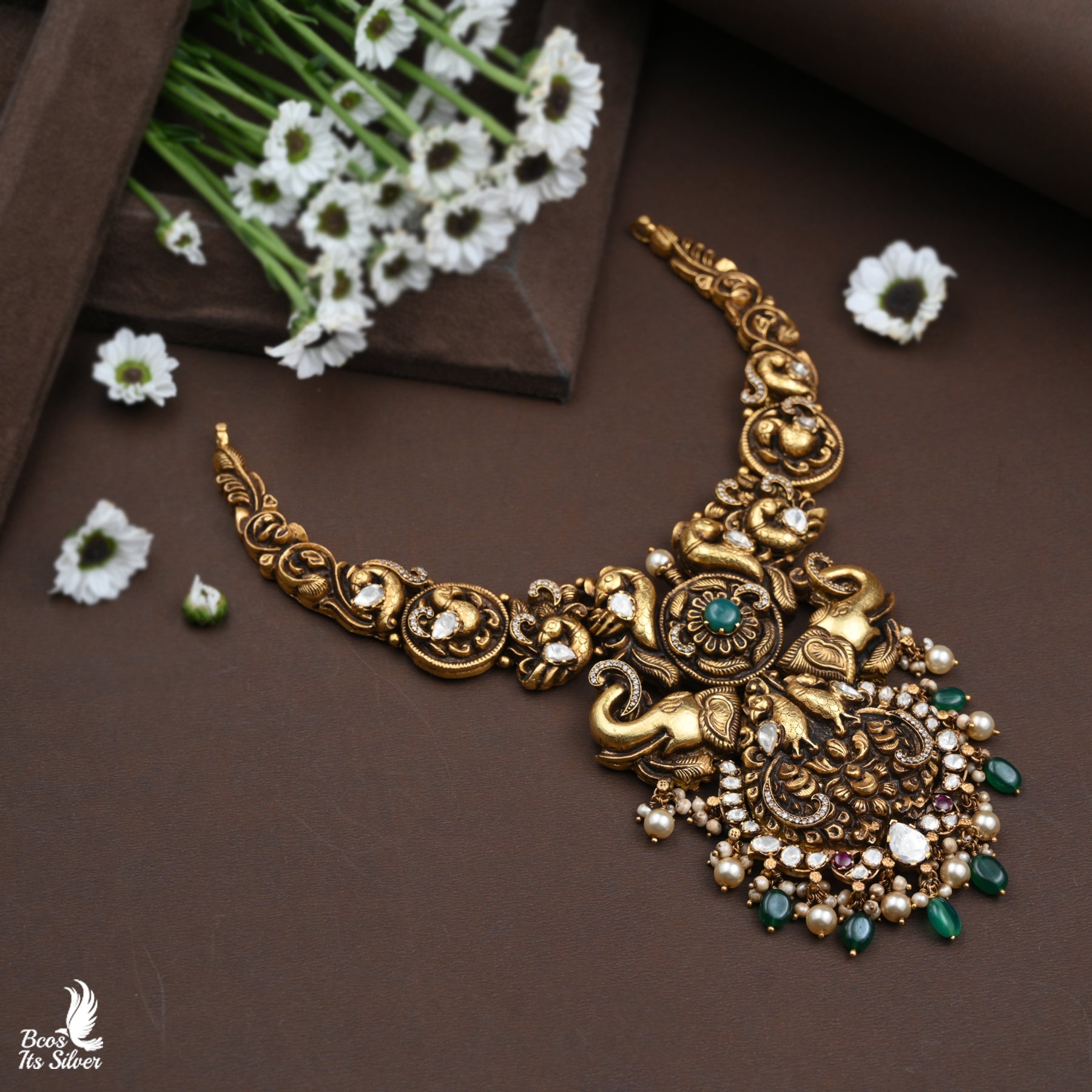 Gold Plated Polki Nakash Necklace - 3821