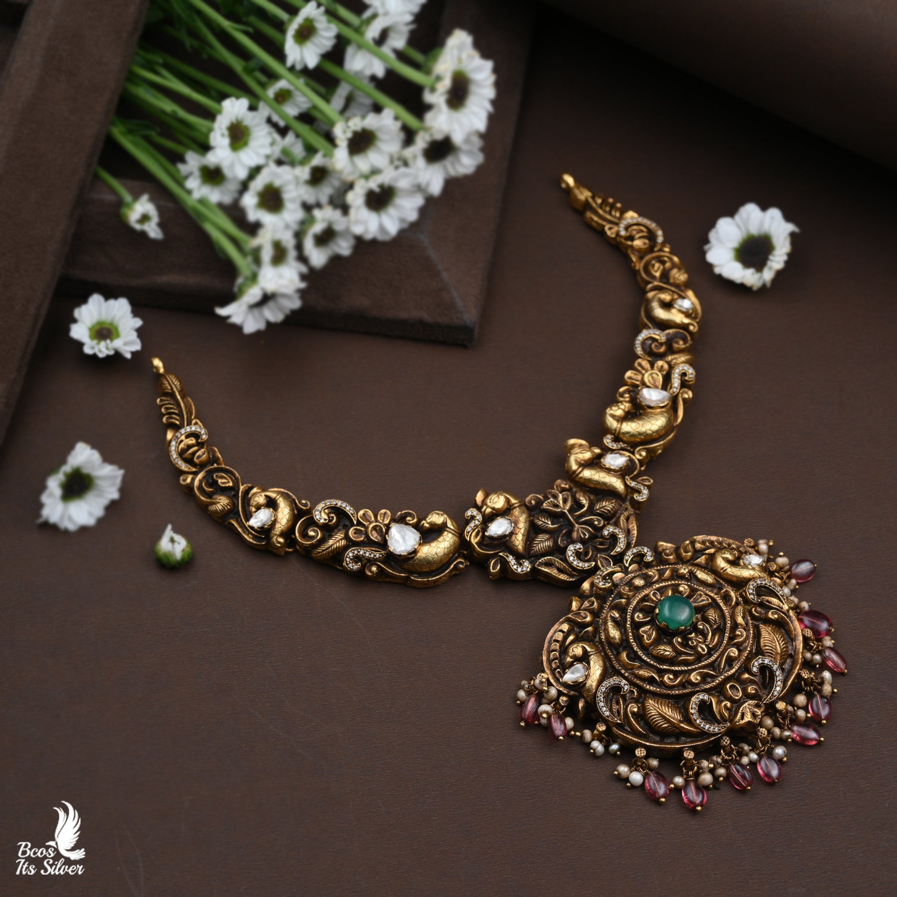 Gold Plated Polki Nakash Necklace - 3822
