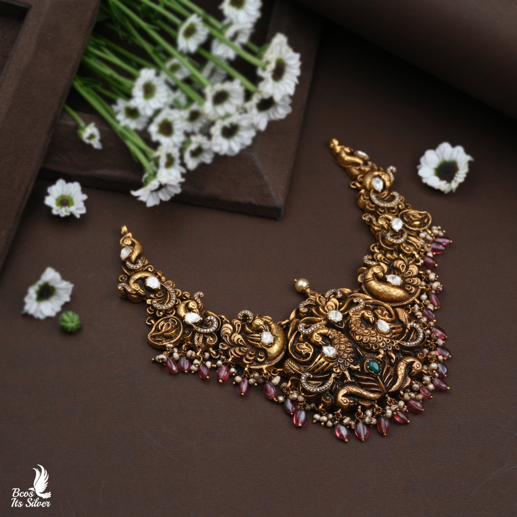 Gold Plated Polki Nakash Necklace - 3823