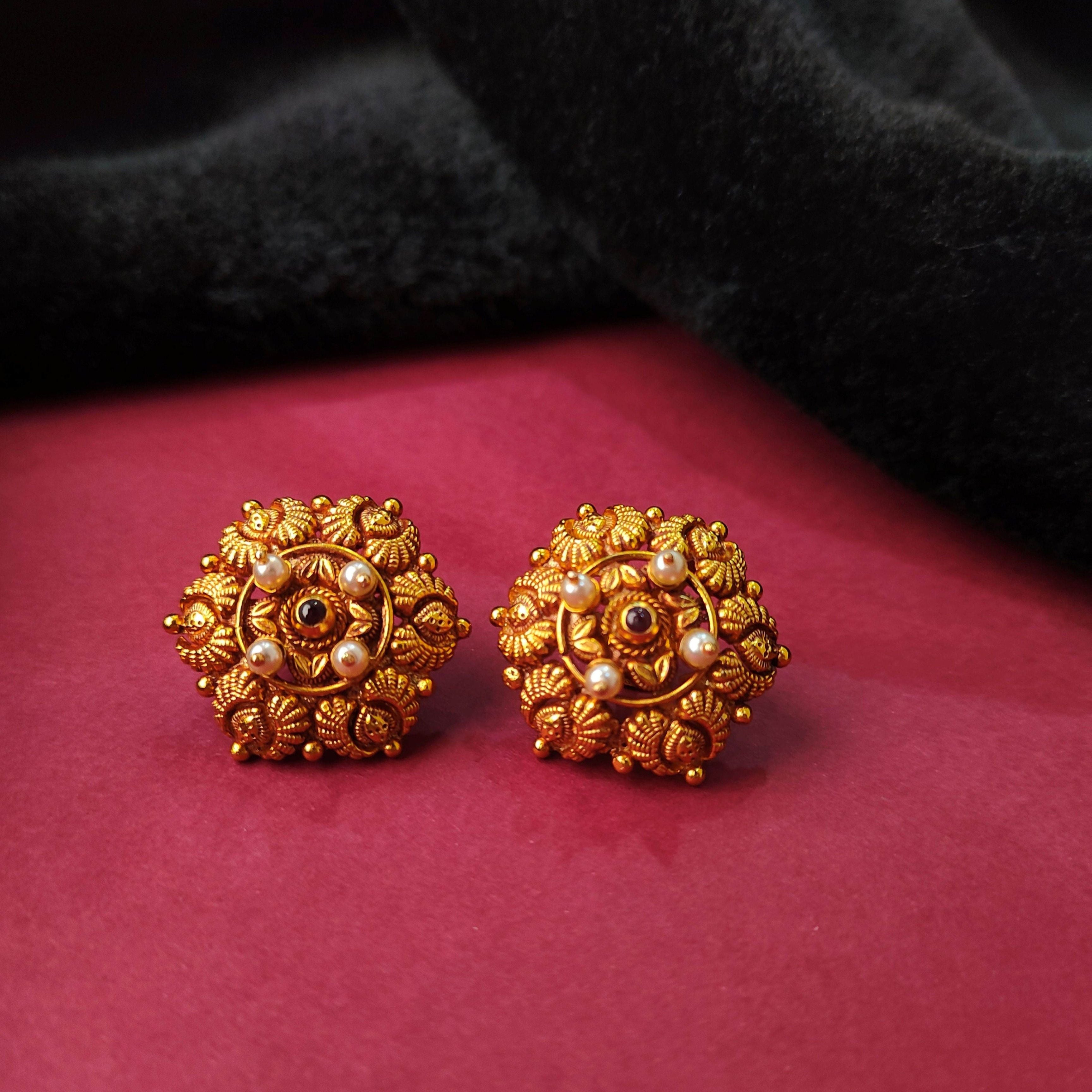 925 Silver Gold Plated Round Earstud -5701