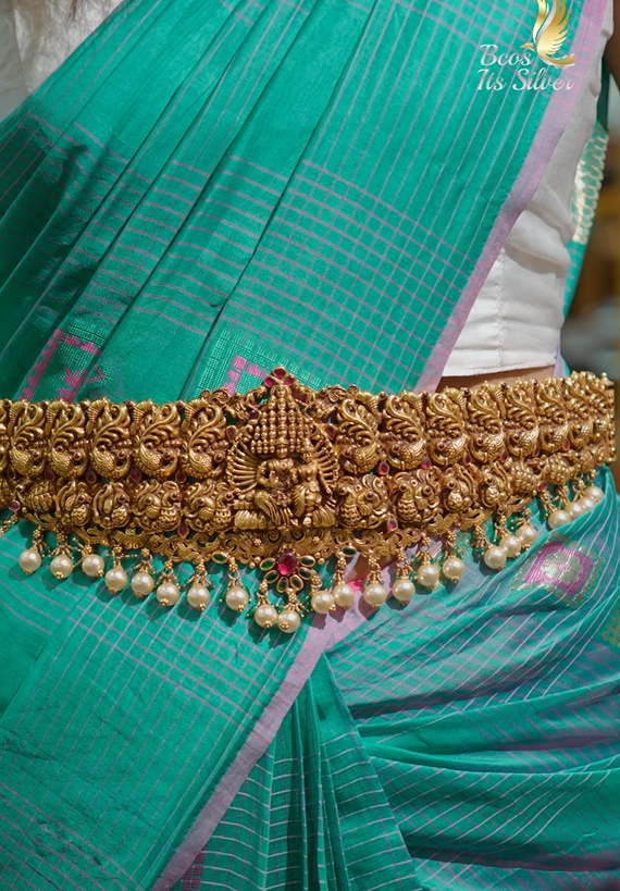 925 Silver Gold Plated Skanda Valli Waist Belt - 1391