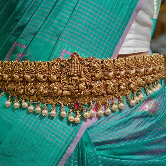 925 Silver Gold Plated Skanda Valli Waist Belt - 1391