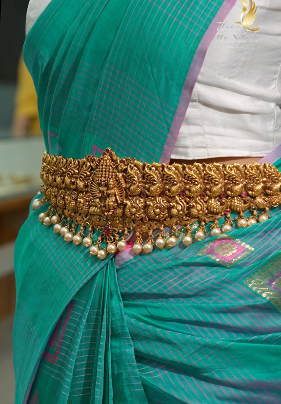 925 Silver Gold Plated Skanda Valli Waist Belt - 1391