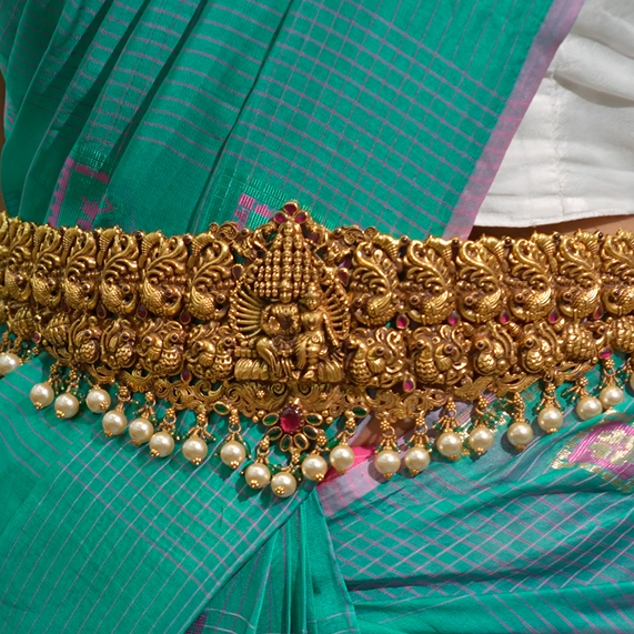 925 Silver Gold Plated Skanda Valli Waist Belt - 1391