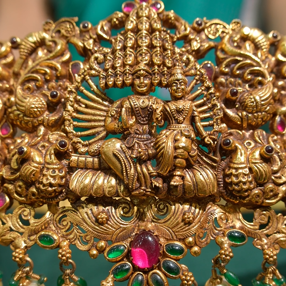 925 Silver Gold Plated Skanda Valli Waist Belt - 1391