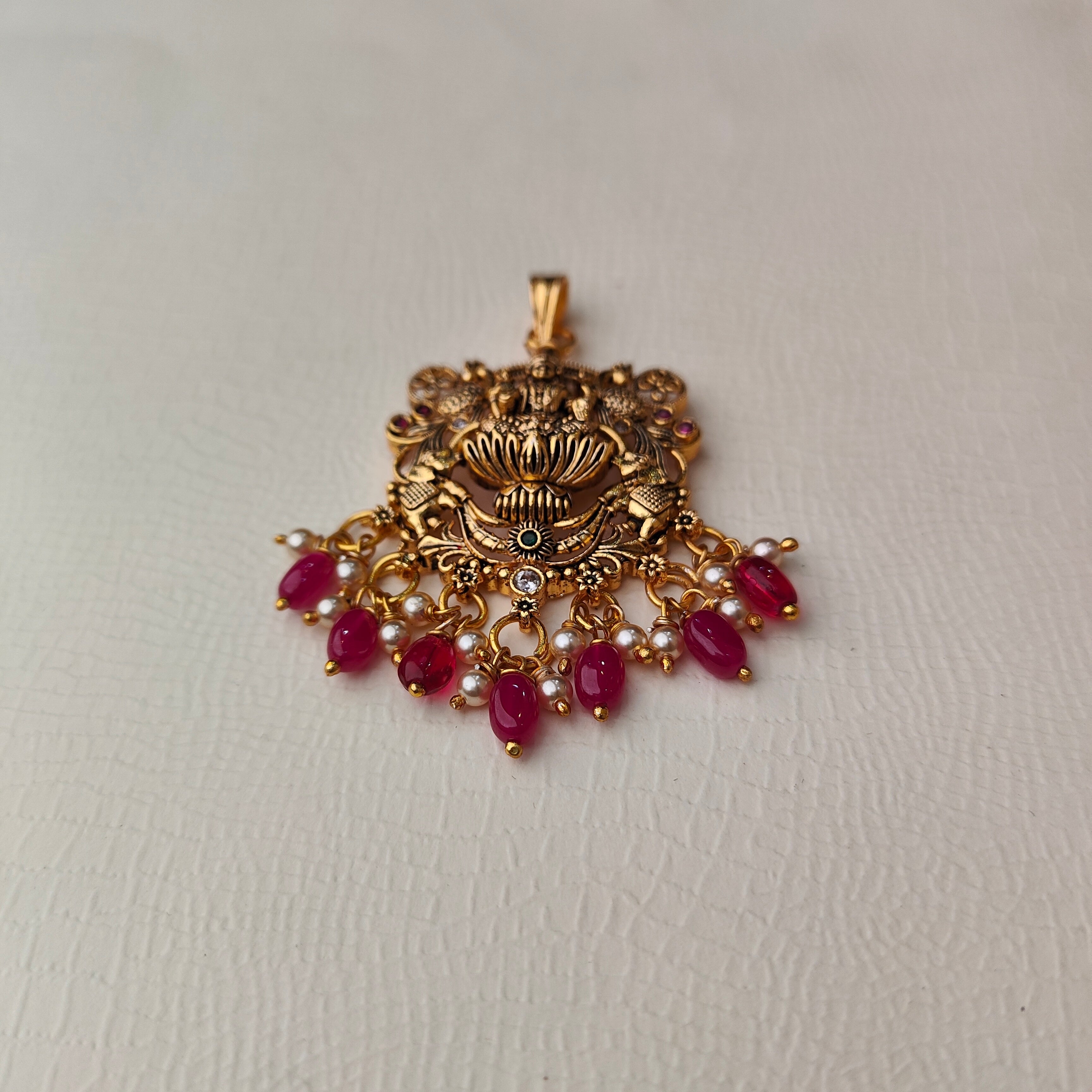 925 Silver Gold plated Lakshmi Pendant-5600