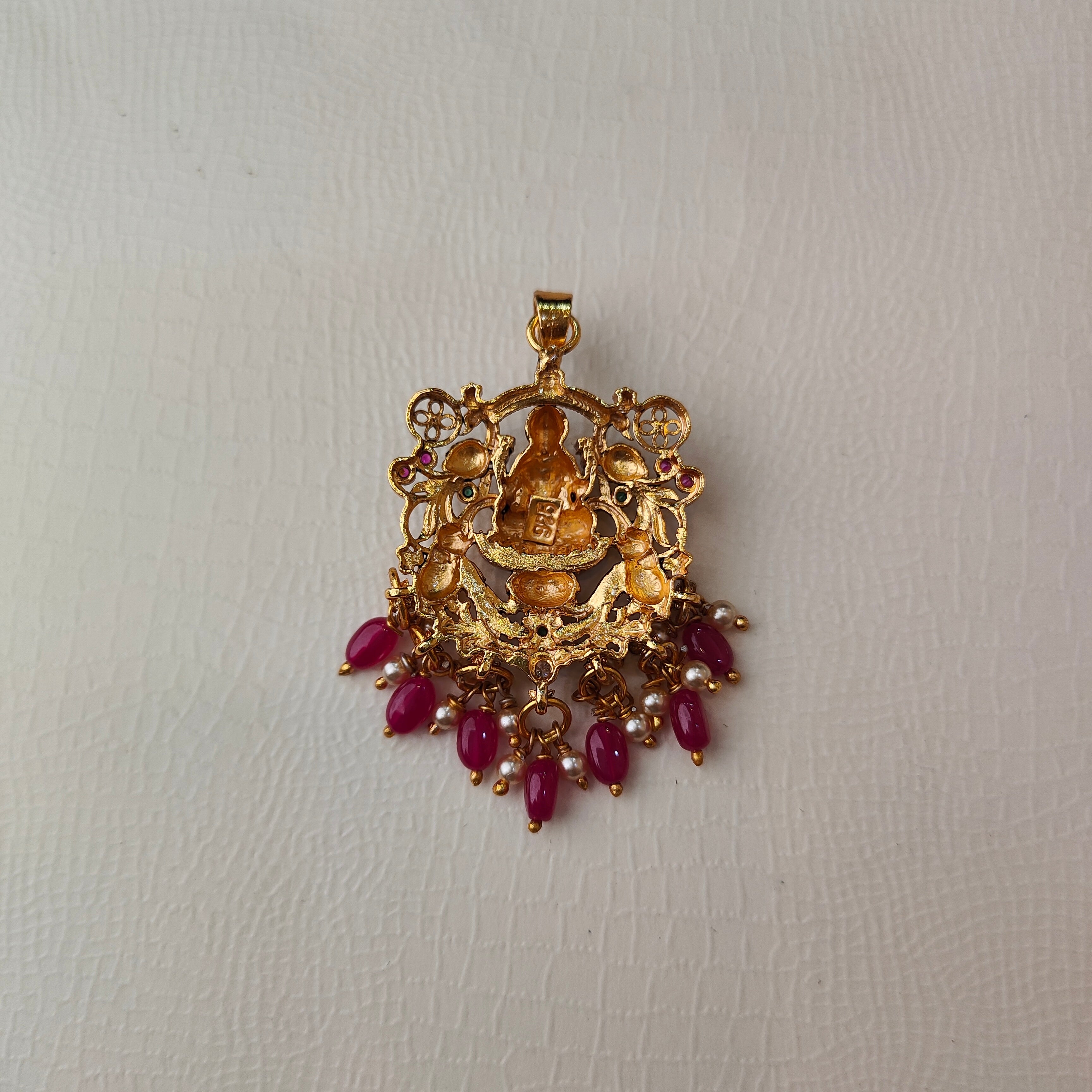 925 Silver Gold plated Lakshmi Pendant-5600