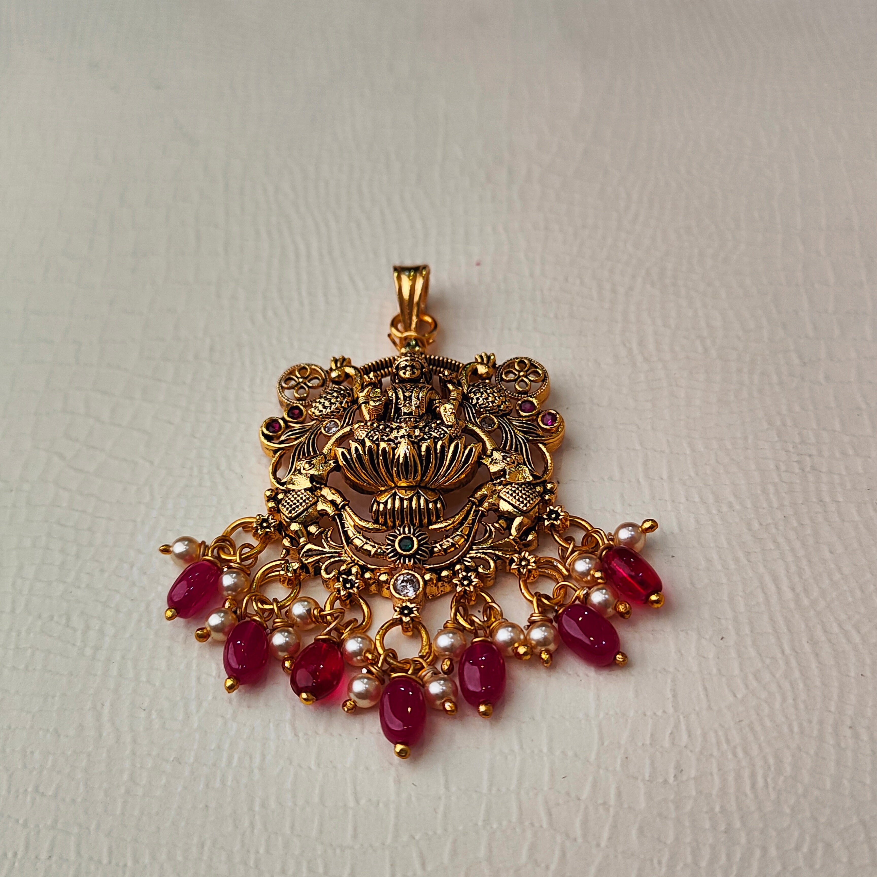 925 Silver Gold plated Lakshmi Pendant-5600