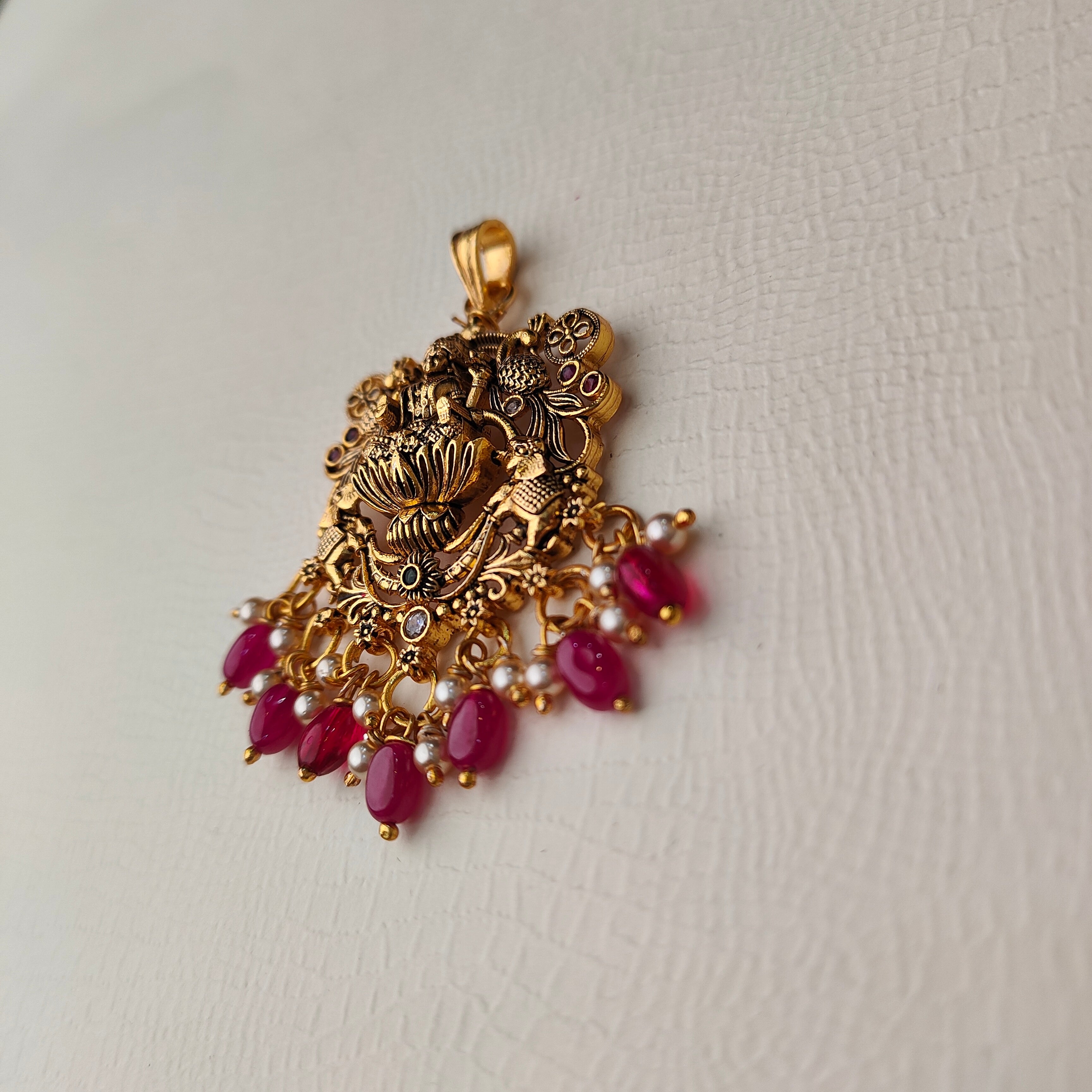 925 Silver Gold plated Lakshmi Pendant-5600