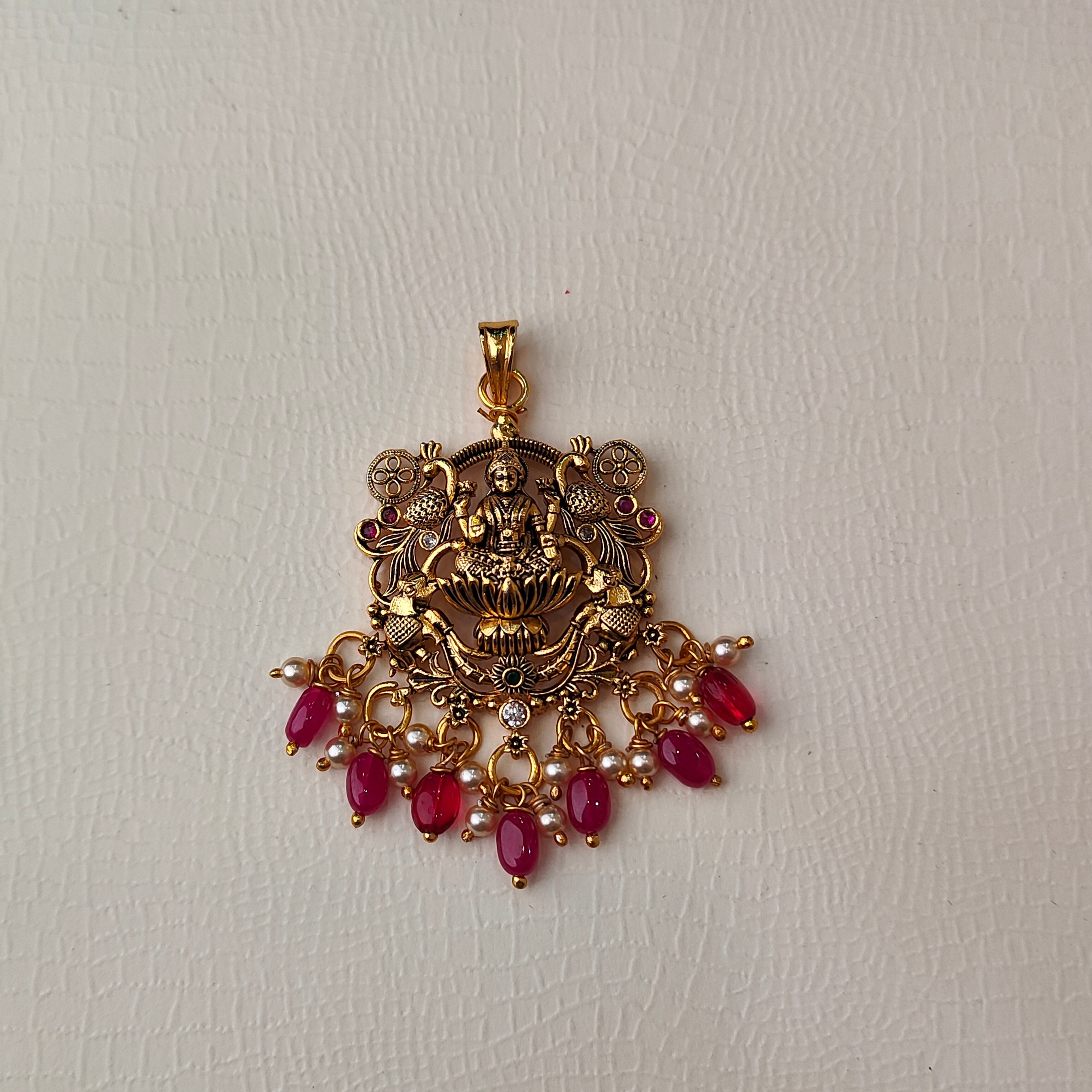925 Silver Gold plated Lakshmi Pendant-5600