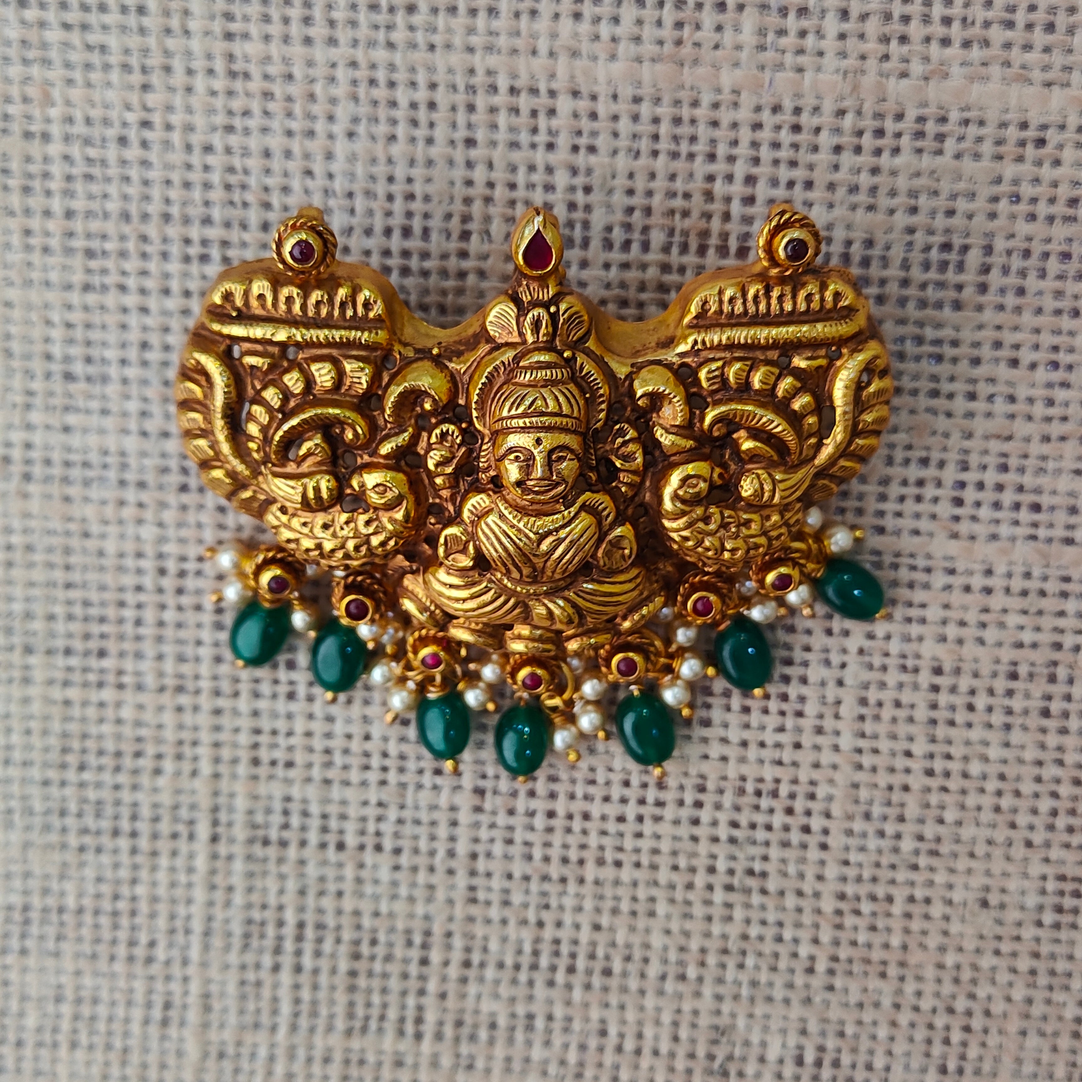 925 Silver Gold plated Nakshi Pendant-5585