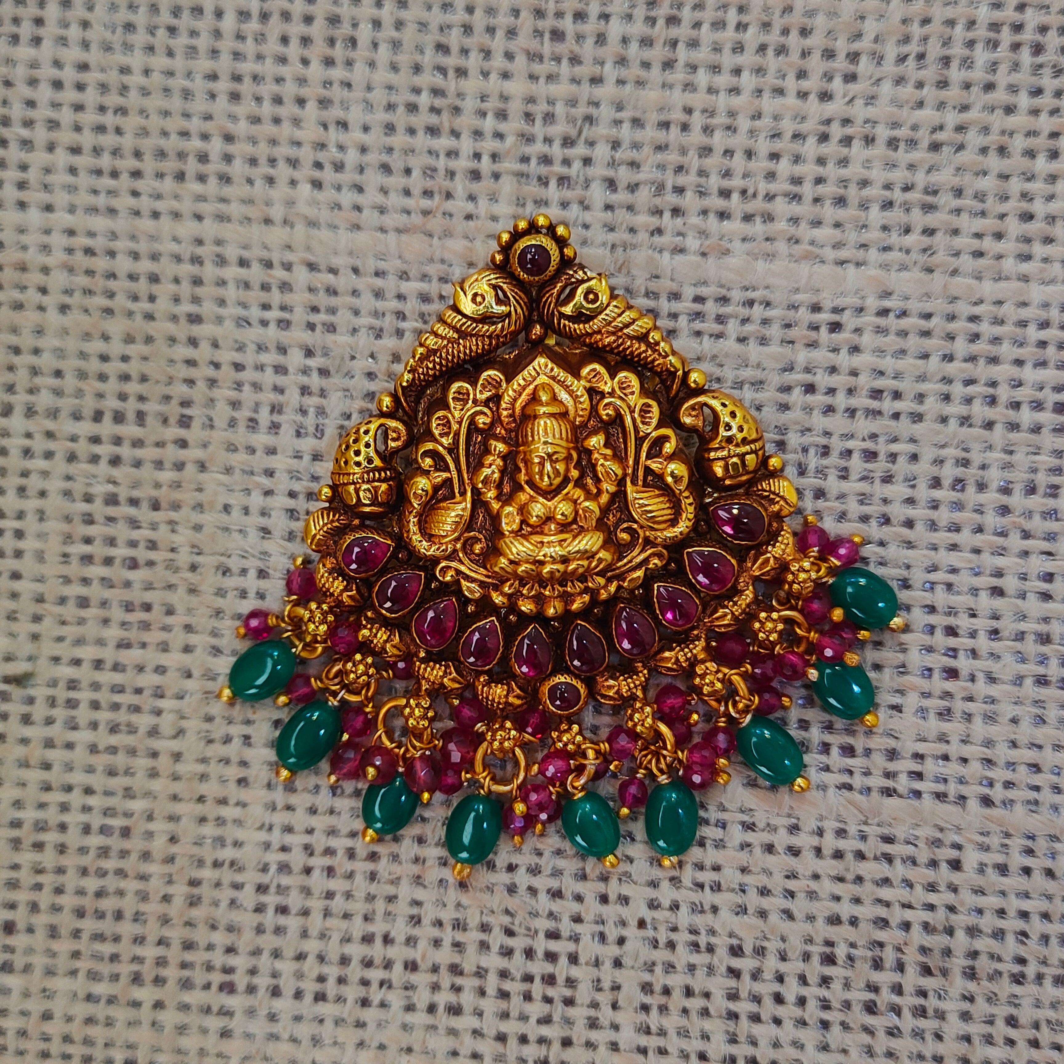 925 Silver Gold plated Nakshi Pendant-5580