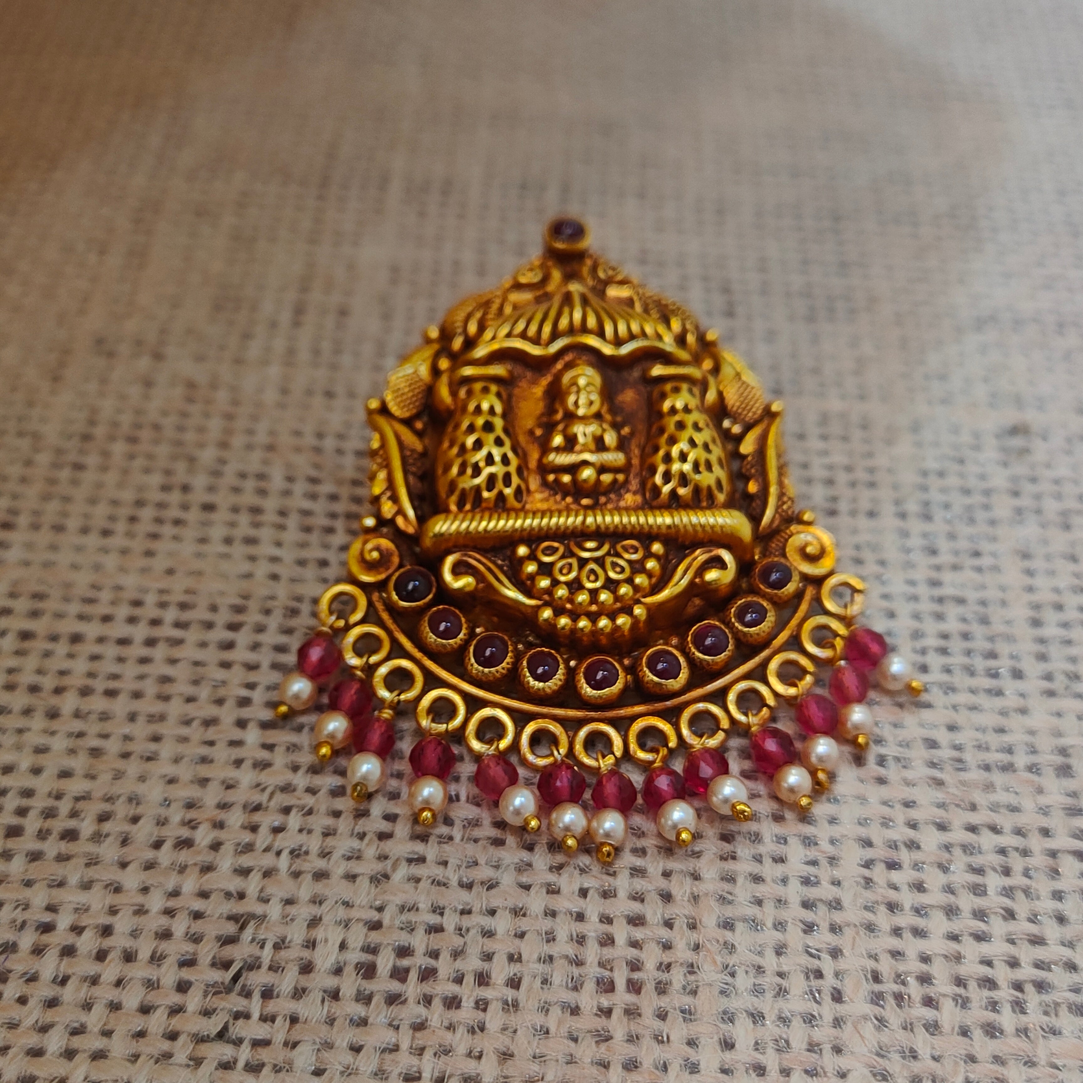 925 Silver Gold plated Nakshi Pendant-5582