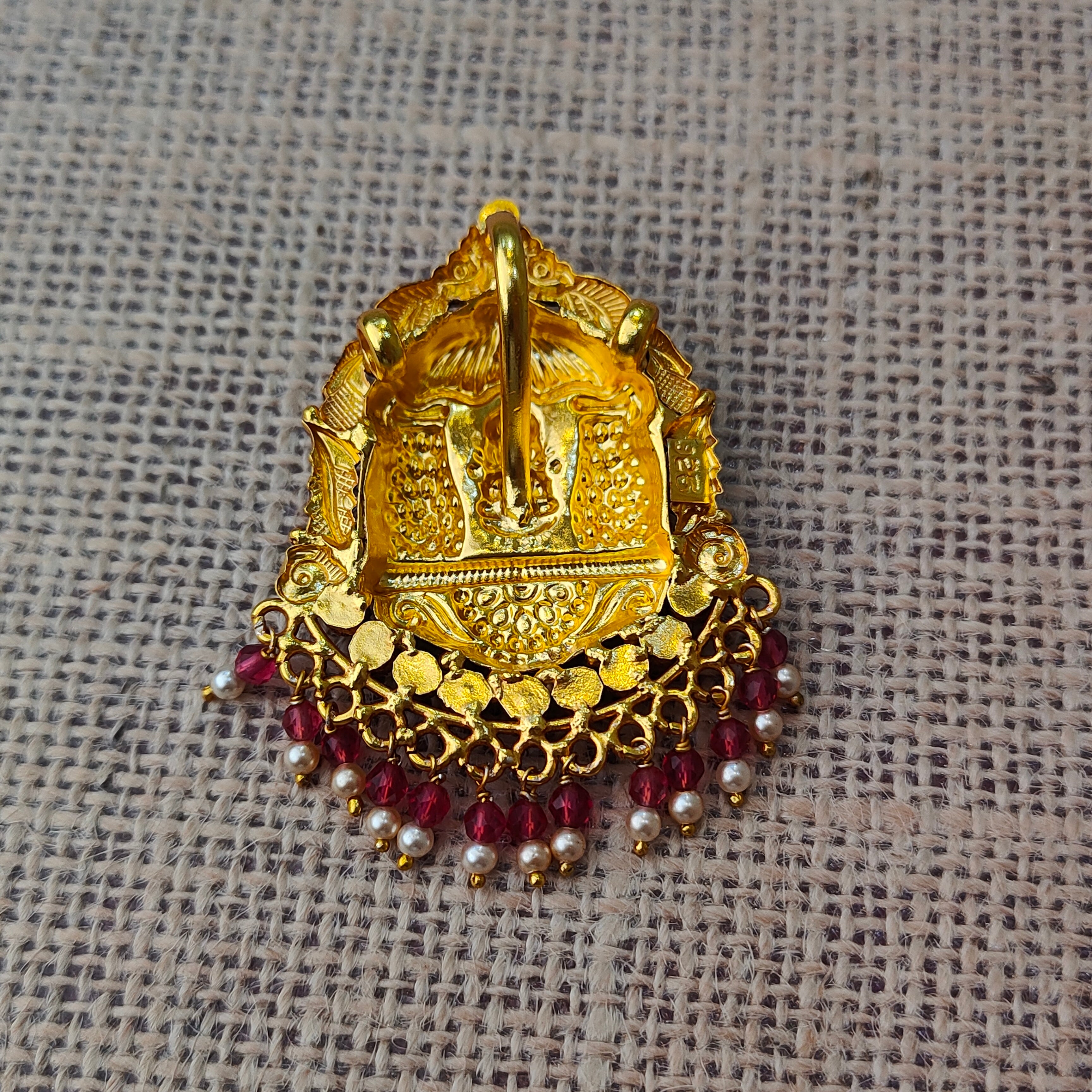 925 Silver Gold plated Nakshi Pendant-5582