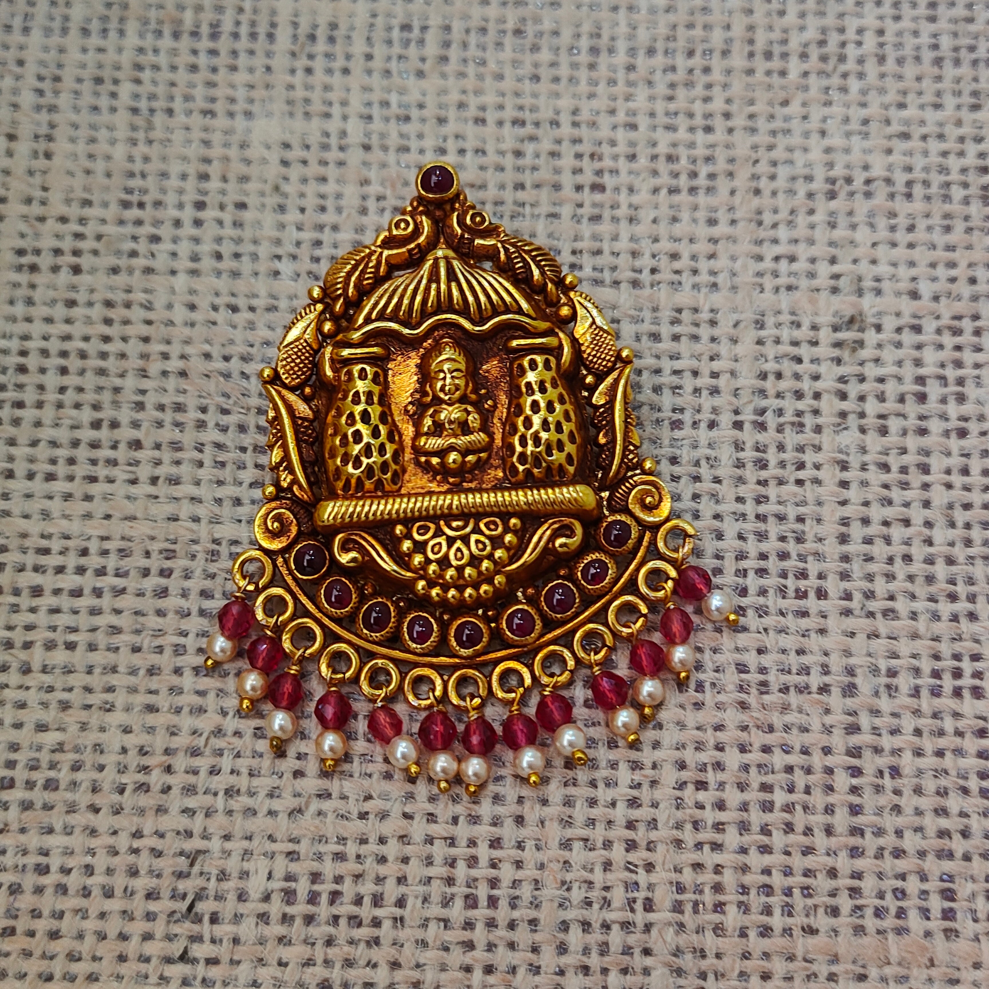 925 Silver Gold plated Nakshi Pendant-5582