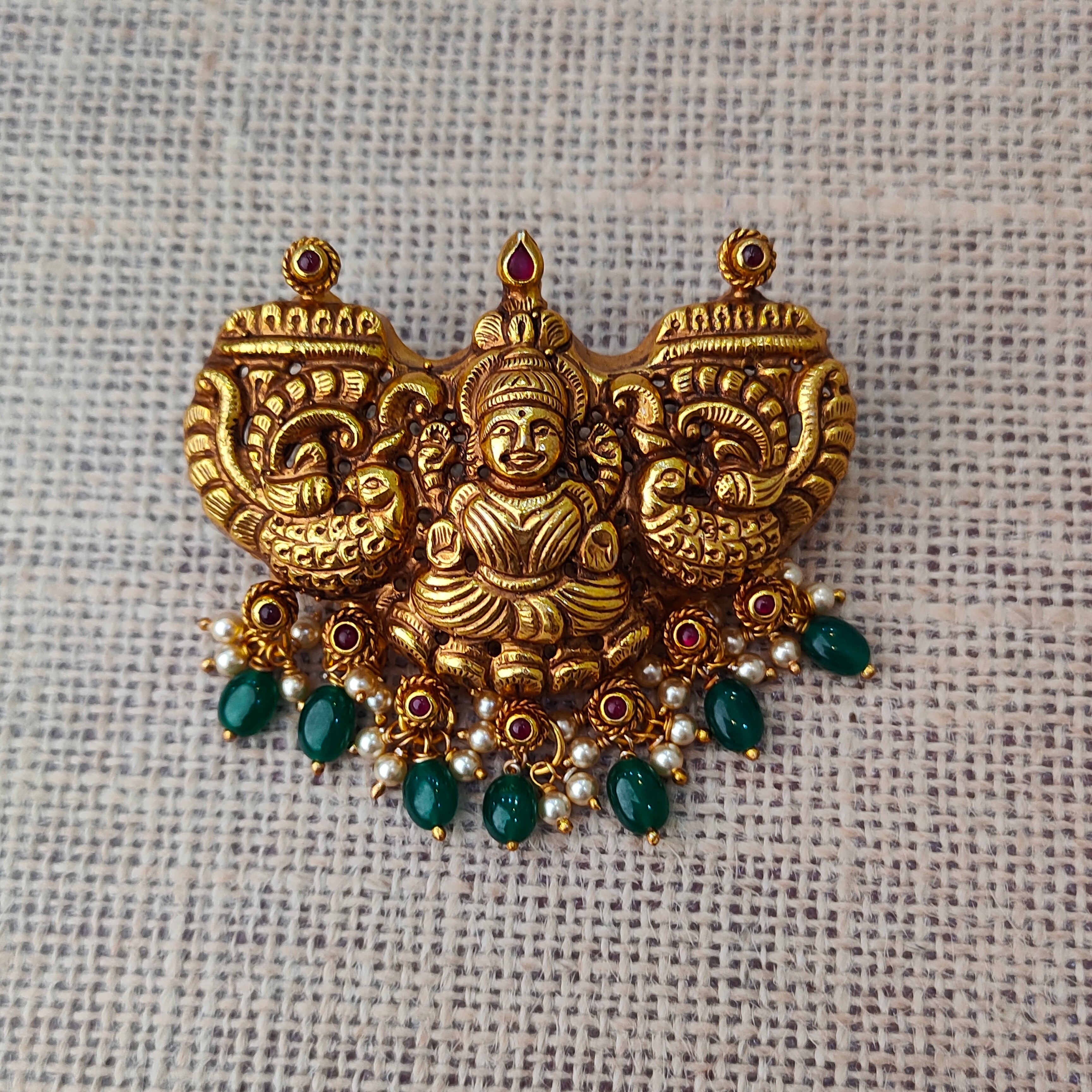 925 Silver Gold plated Nakshi Pendant-5585