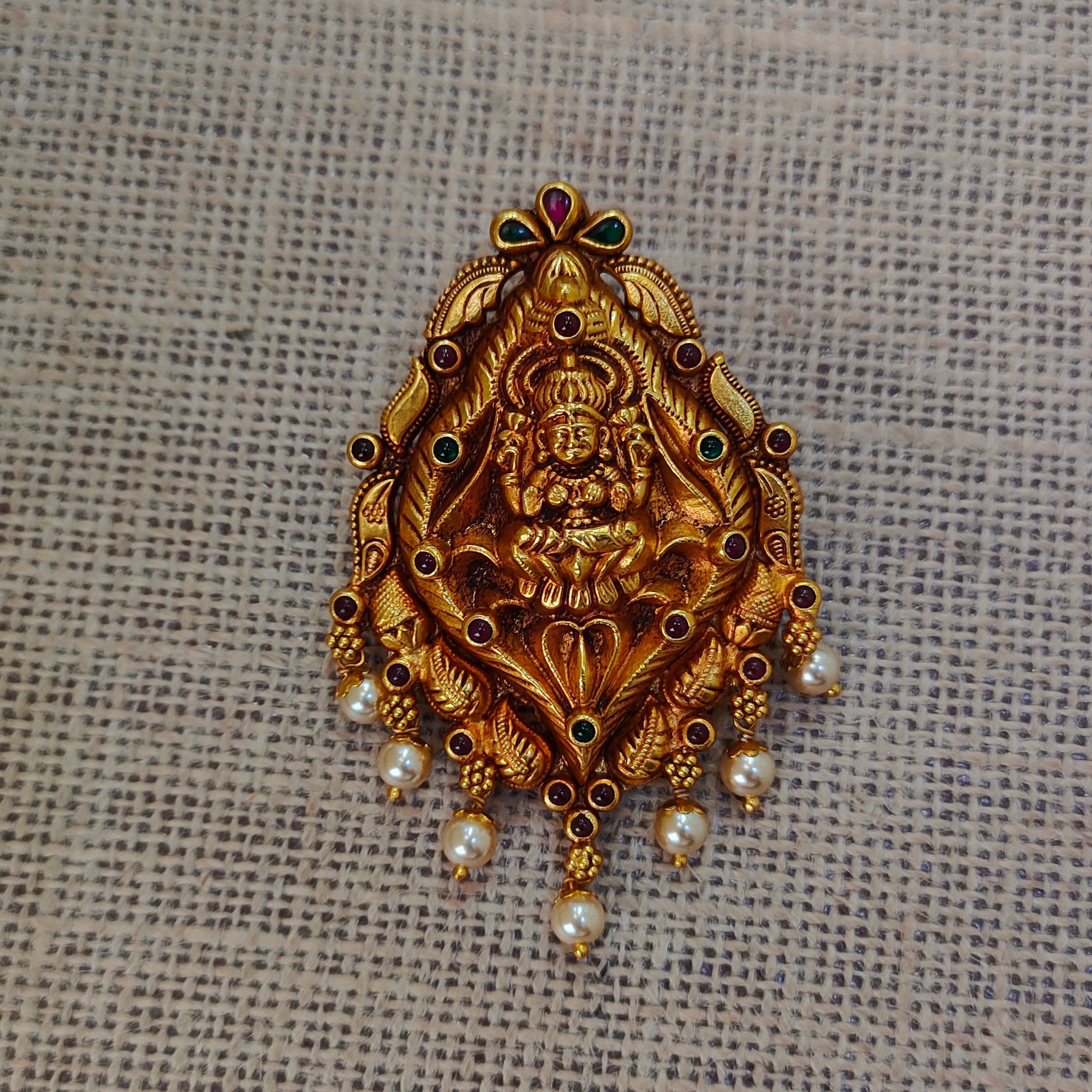 925 Silver Gold plated Nakshi Pendant-5586