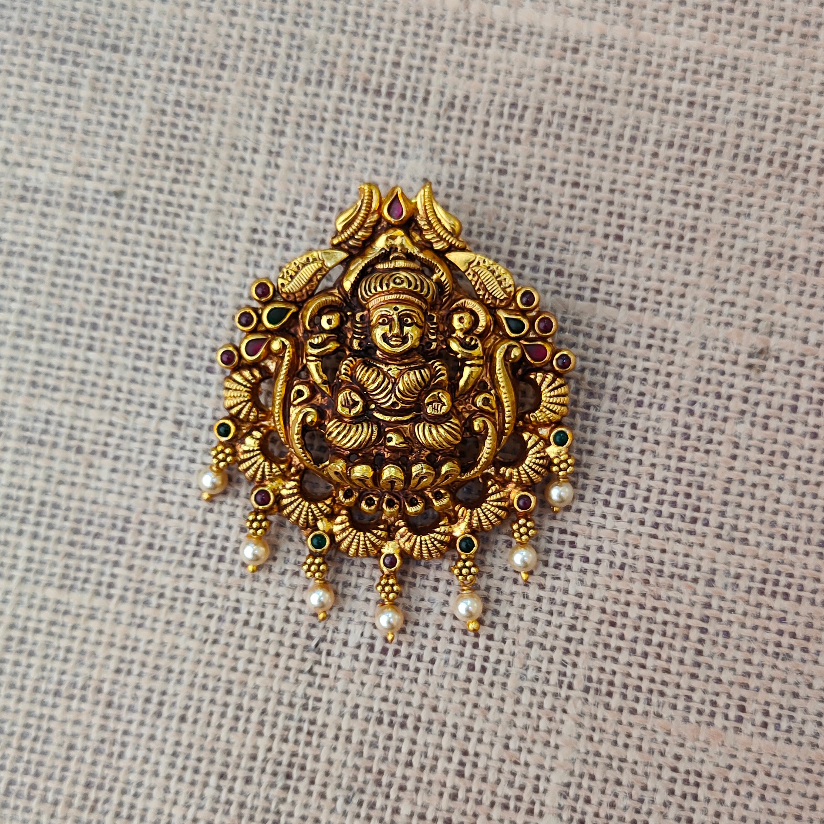 925 Silver Gold plated Nakshi Pendant-5587
