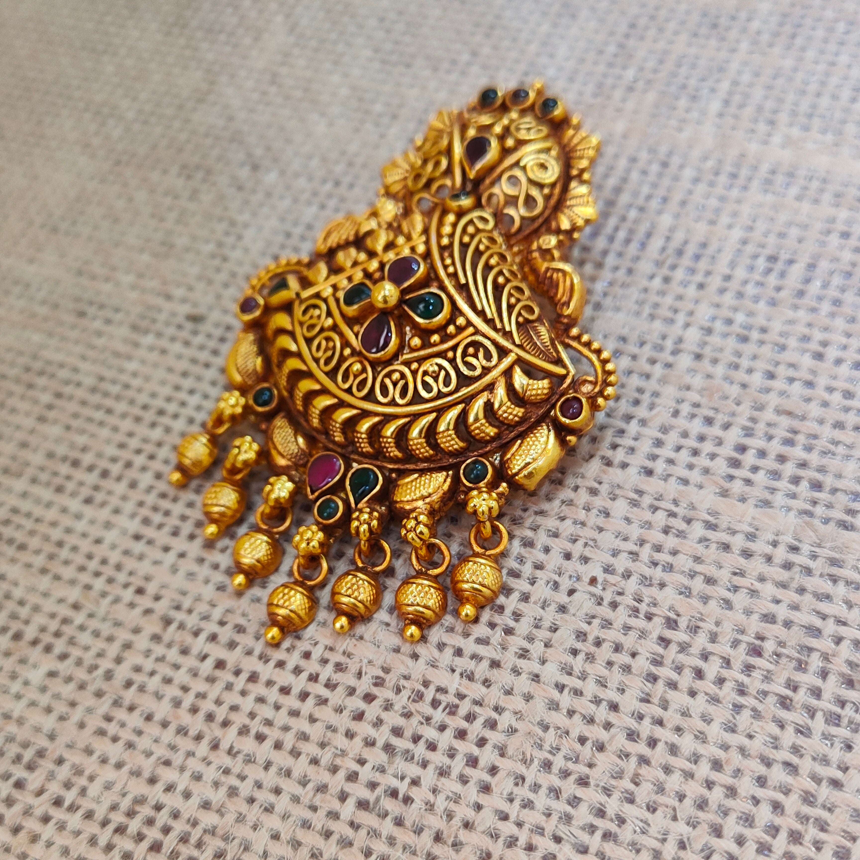 925 Silver Gold plated Nakshi Pendant- 5581